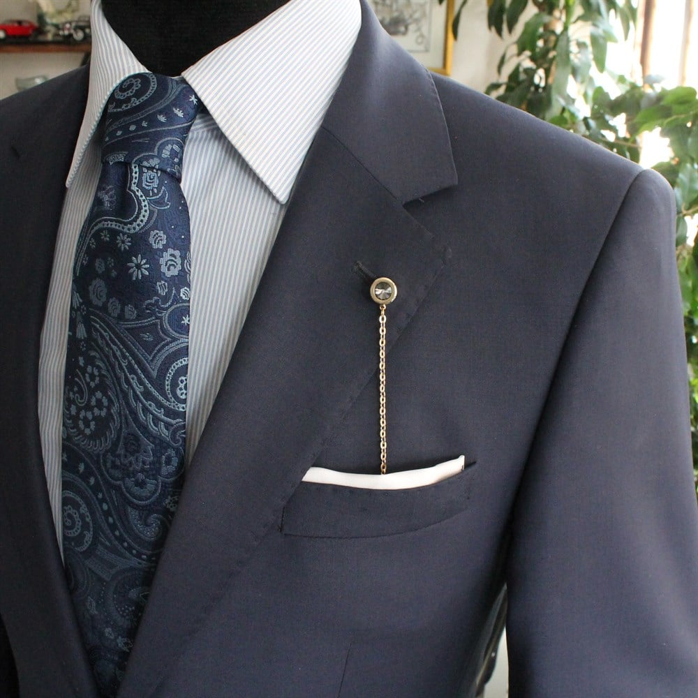 Yaka İğnesi & BroşCMC92765 Taşlı Ceket Yaka Zinciri