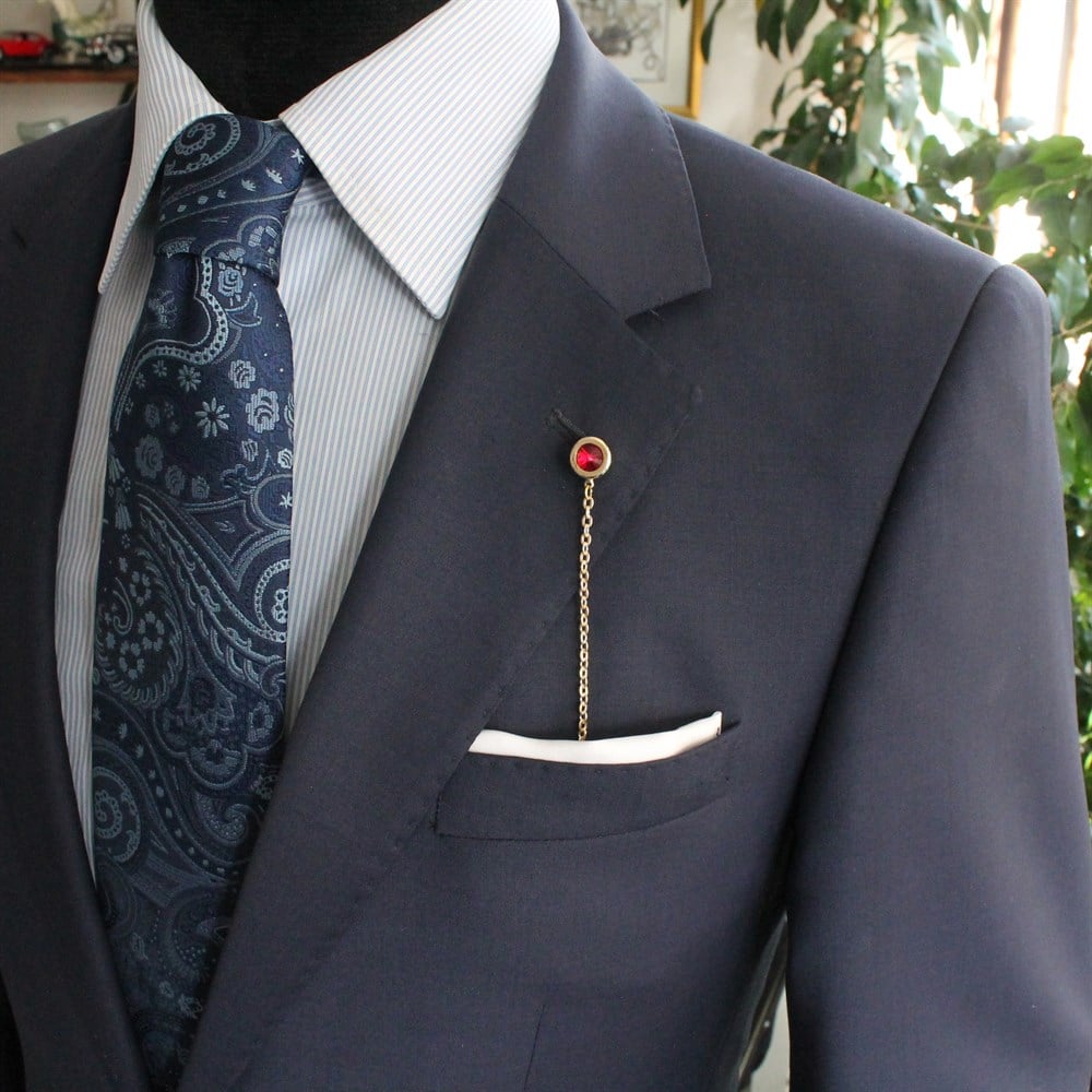 Yaka İğnesi & BroşCMC92765 Taşlı Ceket Yaka Zinciri