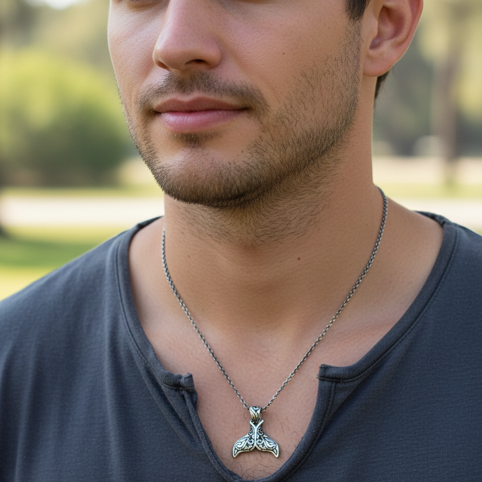 KolyeCMC2316Balina Kuyruğu Figürlü Gümüş Kolye