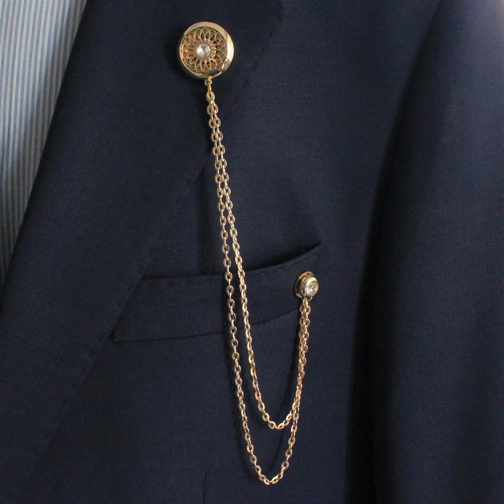 Yaka İğnesi & BroşCMC9557Beyaz Taşlı Ceket Yaka İğnesi