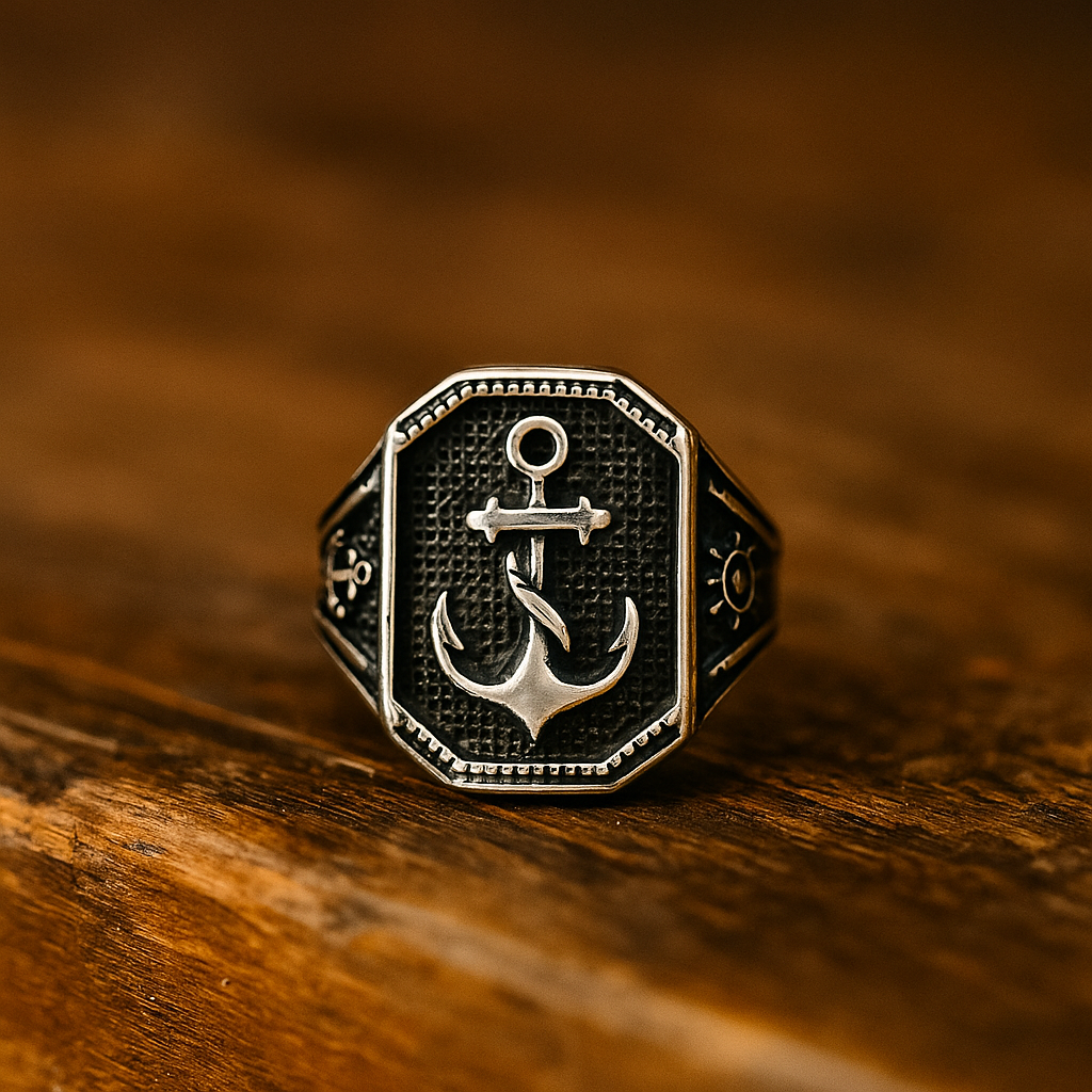 YüzükCMC2691Çapa Figürlü Gümüş Yüzük