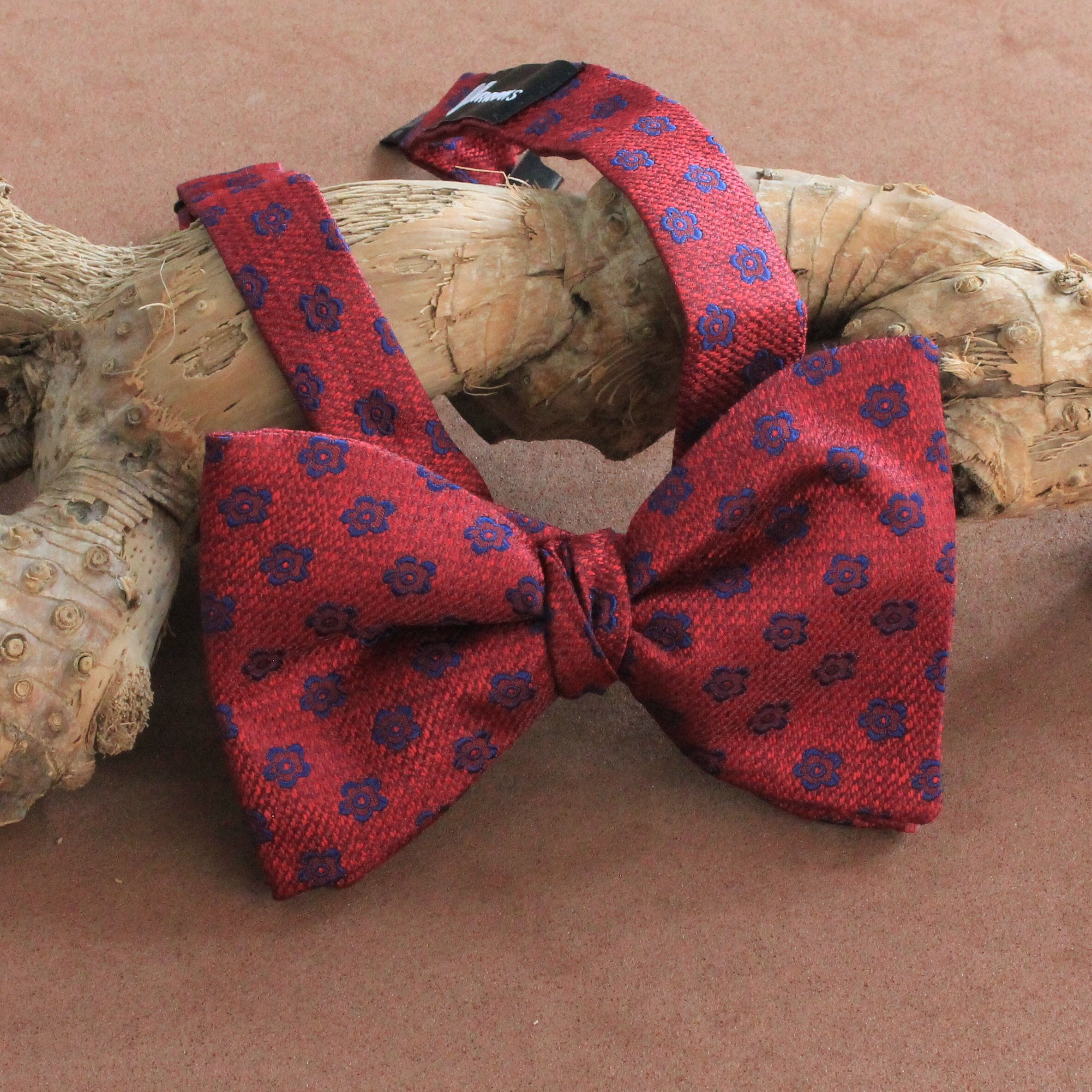 PapyonCMC2853Çiçek Desenli Bordo Açık Papyon