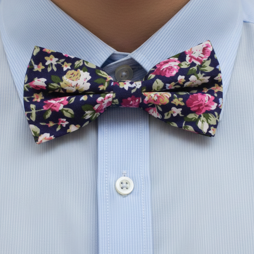 PapyonCMC2486Çiçek Desenli Lacivert Papyon