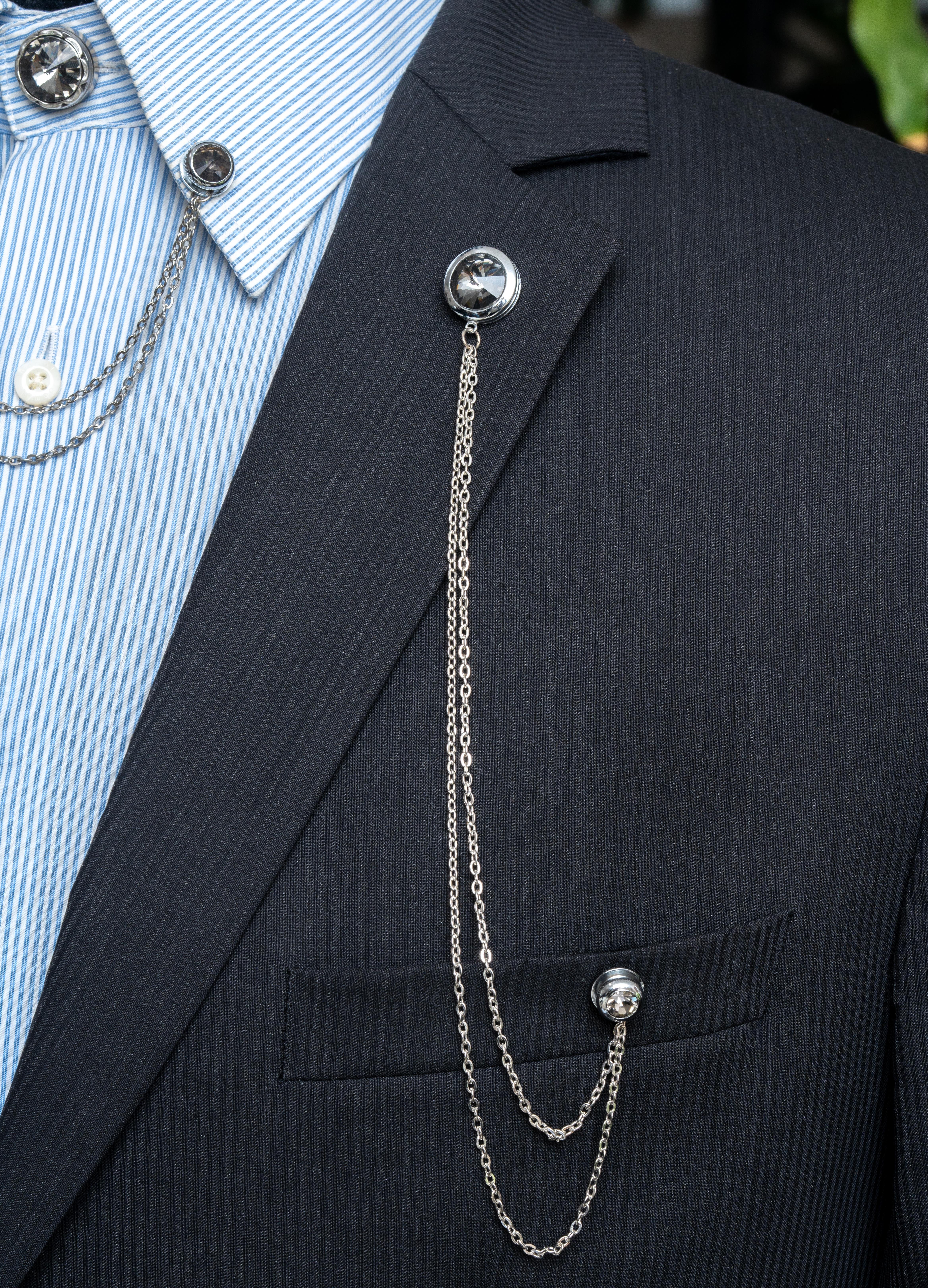 Yaka İğnesi & BroşCMC2189Füme Taşlı Ceket Yaka İğnesi