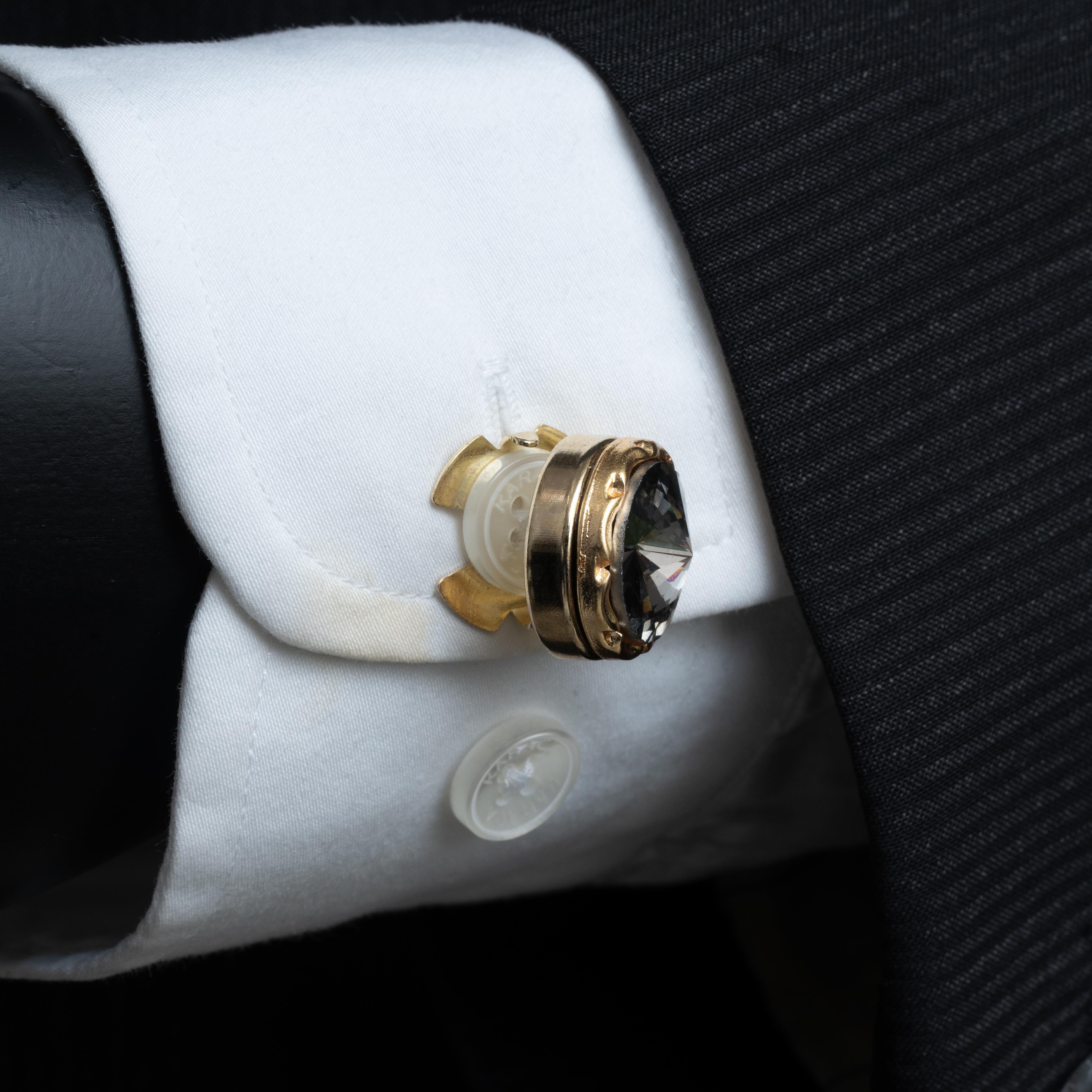 Kol DüğmesiCMC2167Füme Taşlı Geçmeli Kol Düğmesi 