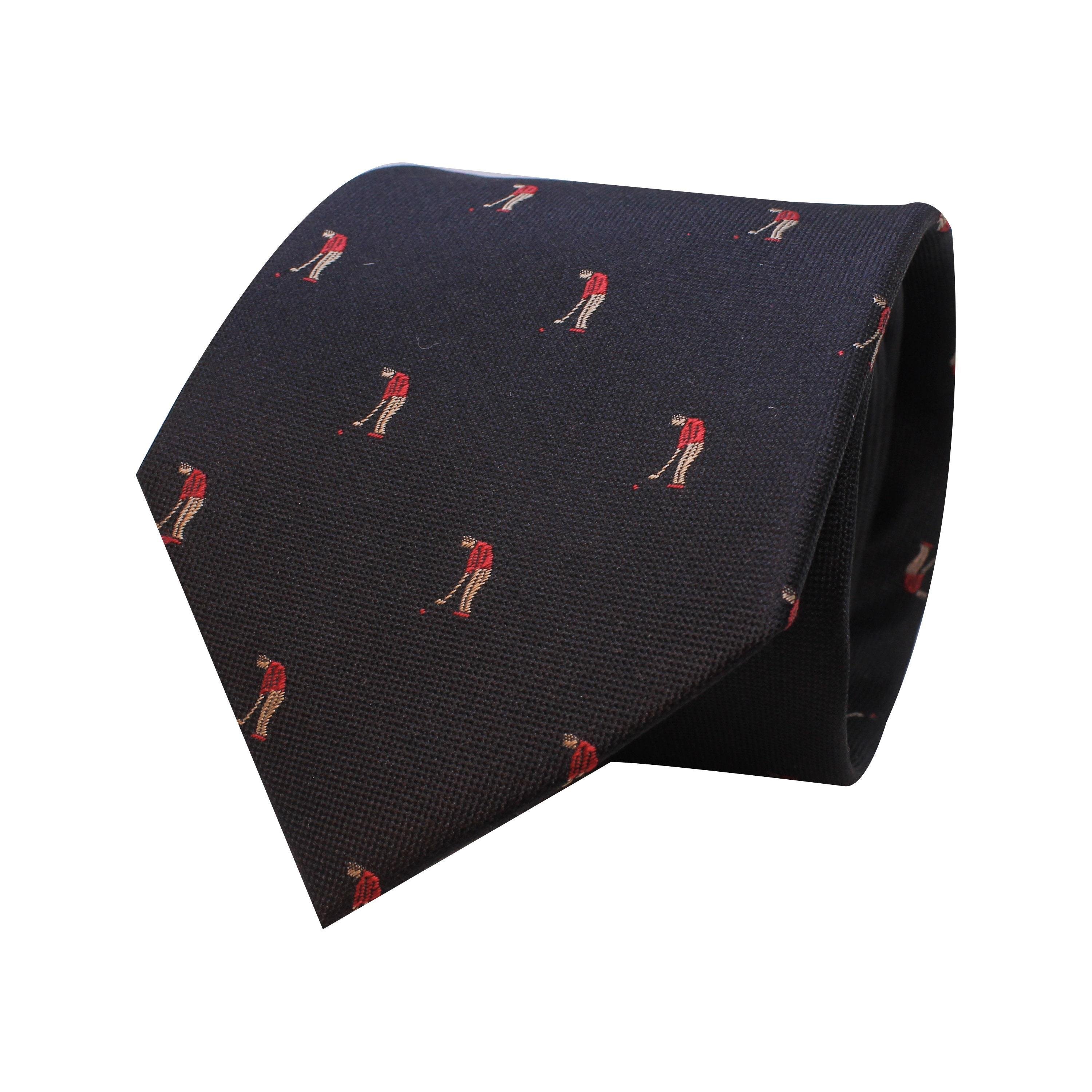 KravatCMC2603Golf Desenli Siyah İpek Kravat