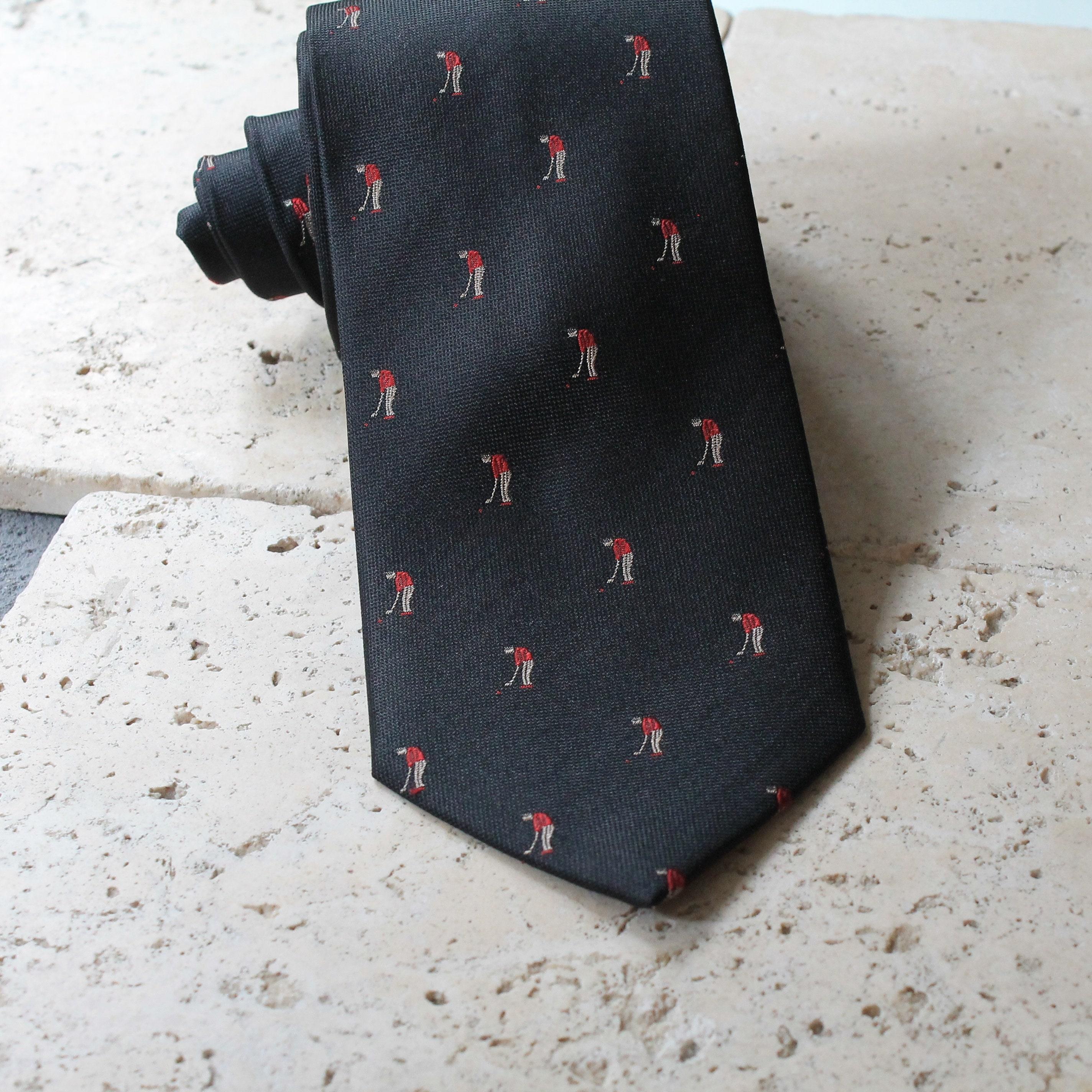 KravatCMC2603Golf Desenli Siyah İpek Kravat