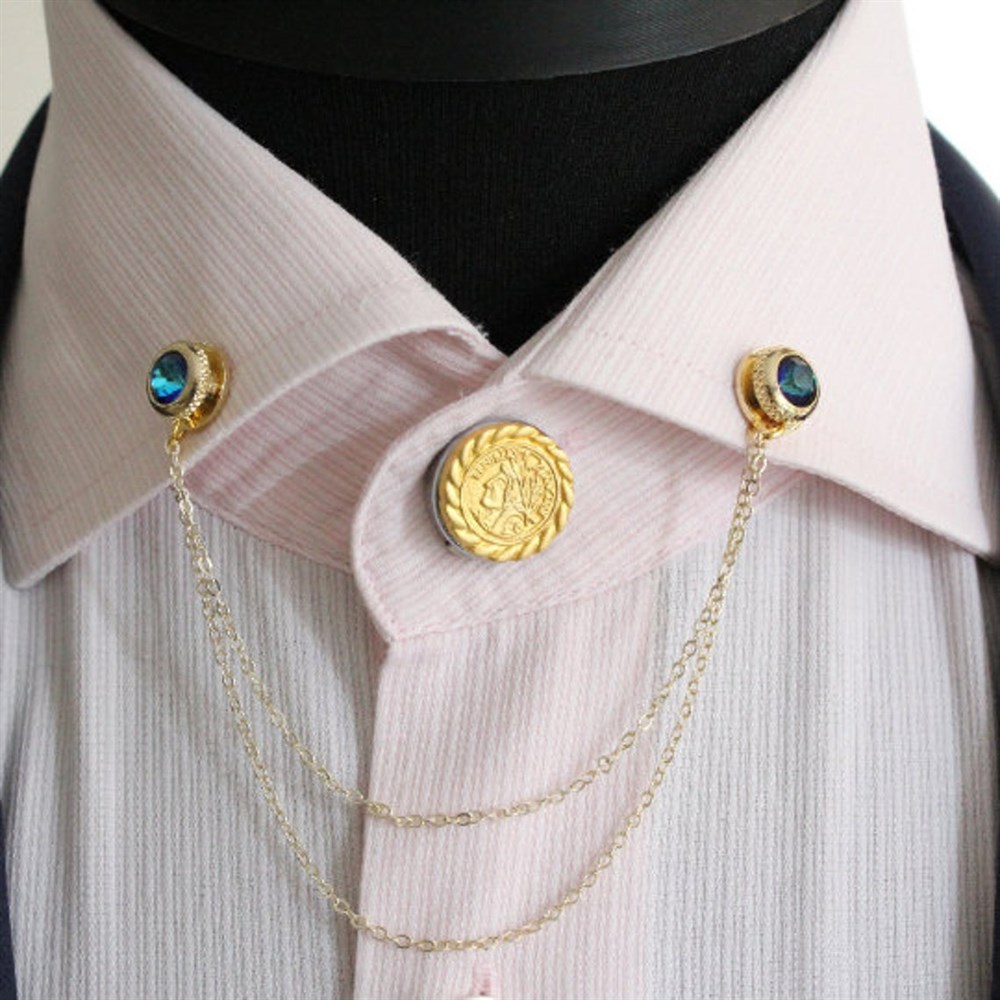 Yaka İğnesi & BroşCMC8185Gömlek Yaka İğnesi ve Düğmesi Seti