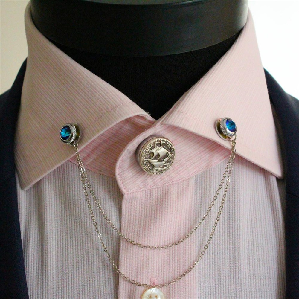 Yaka İğnesi & BroşCMC8184Gömlek Yaka İğnesi ve Düğmesi Seti