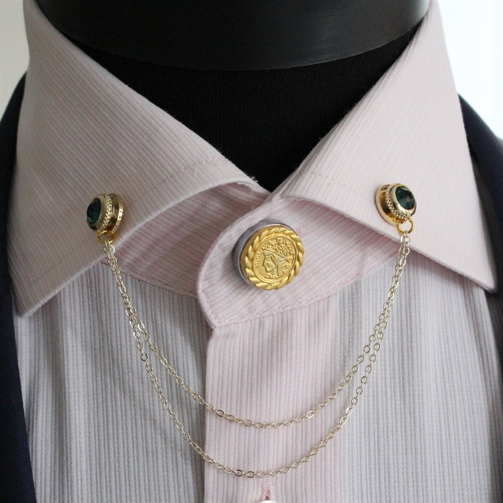 Yaka İğnesi & BroşCMC8185Gömlek Yaka İğnesi ve Düğmesi Seti