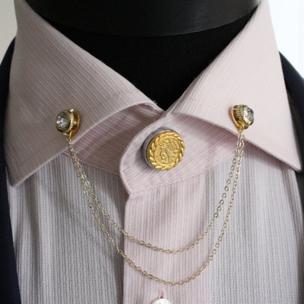 Yaka İğnesi & BroşCMC8185Gömlek Yaka İğnesi ve Düğmesi Seti