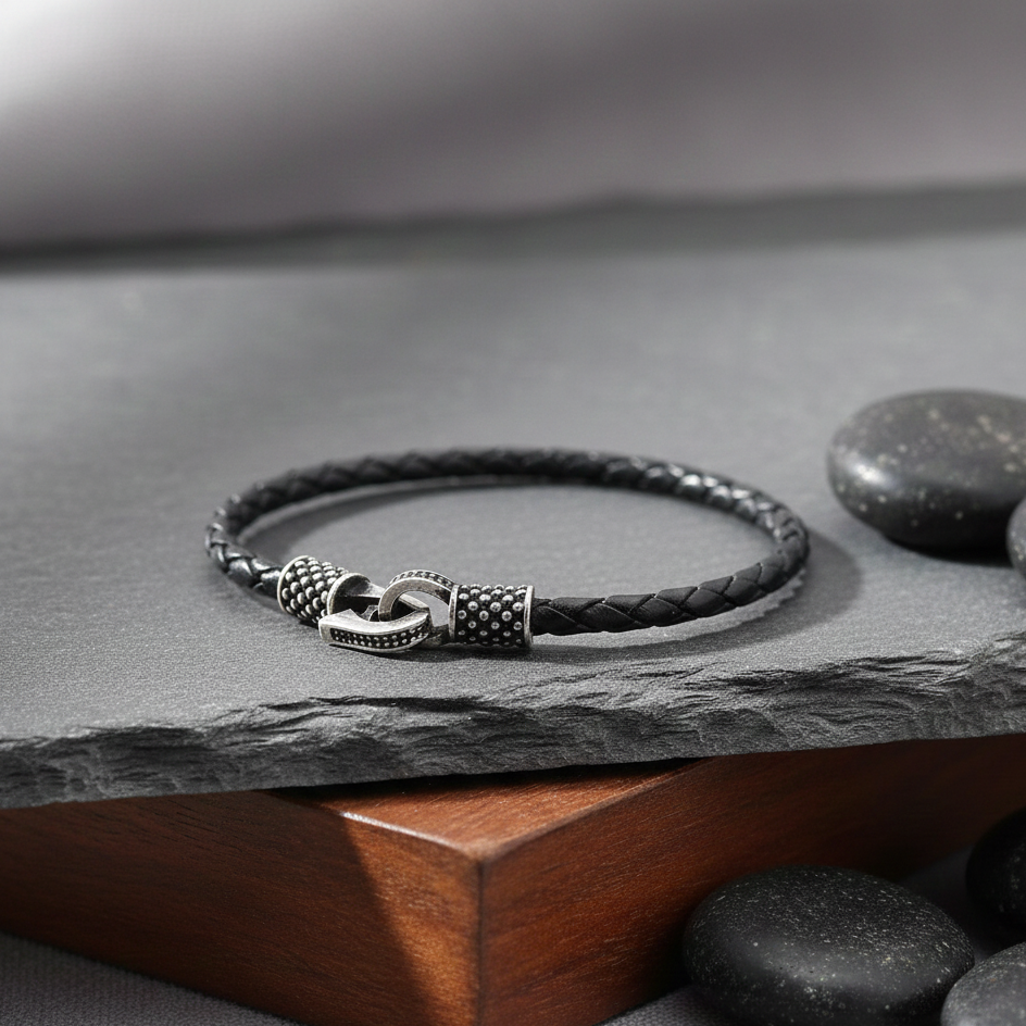 Leather Cool SeriesCMC6626Gümüş Deri Bileklik