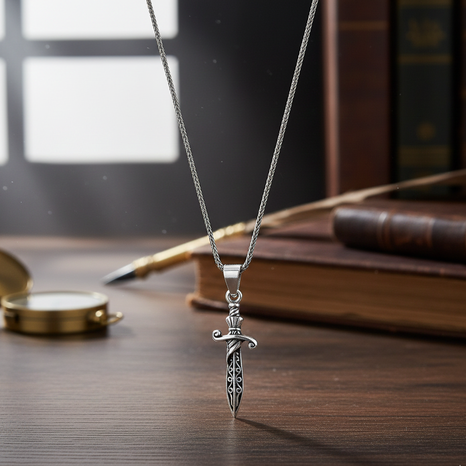 KolyeCMC2702Kılıç Gümüş Kolye