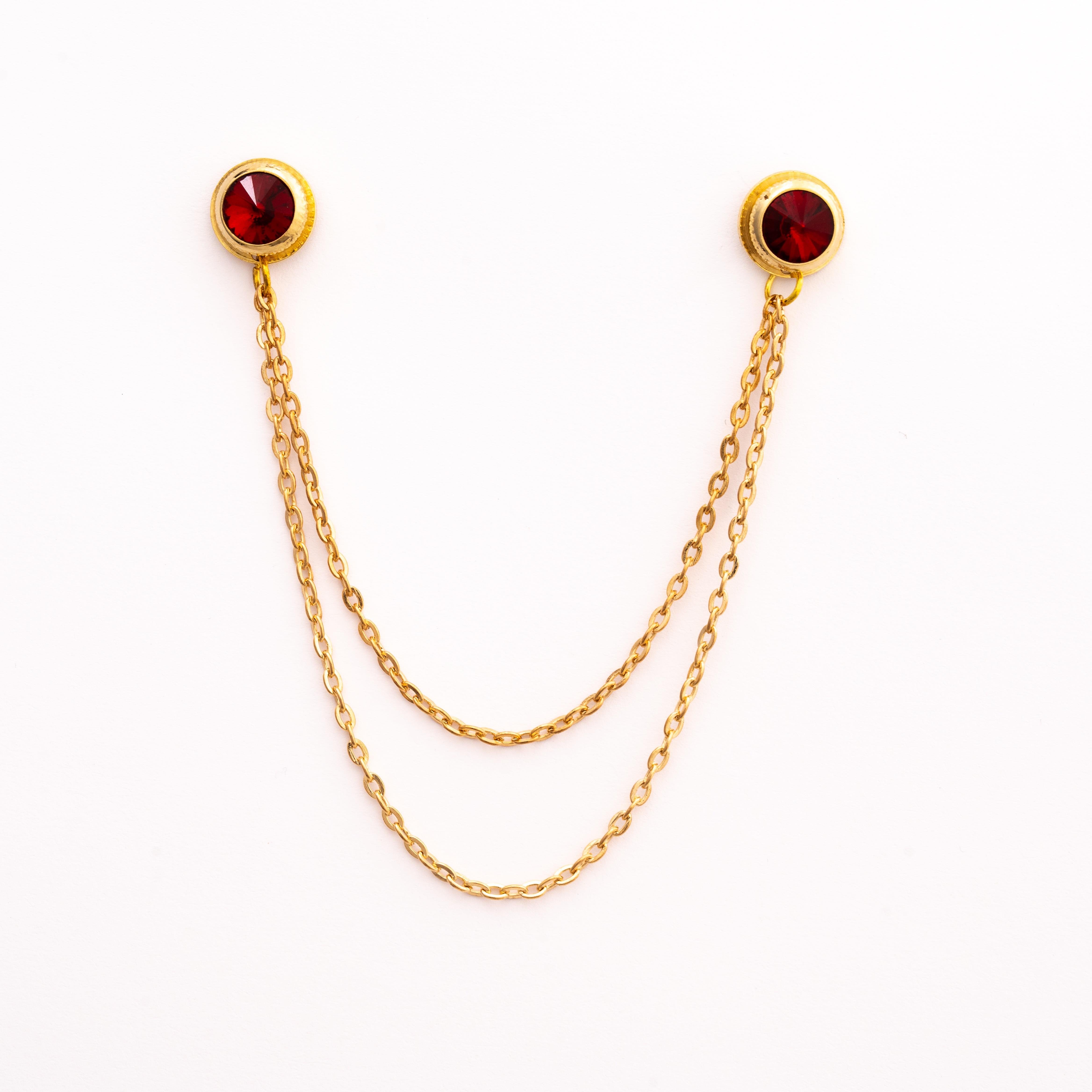 Yaka İğnesi & BroşCMC2198Kırmızı Taşlı Ceket & Gömlek Aksesuar Seti