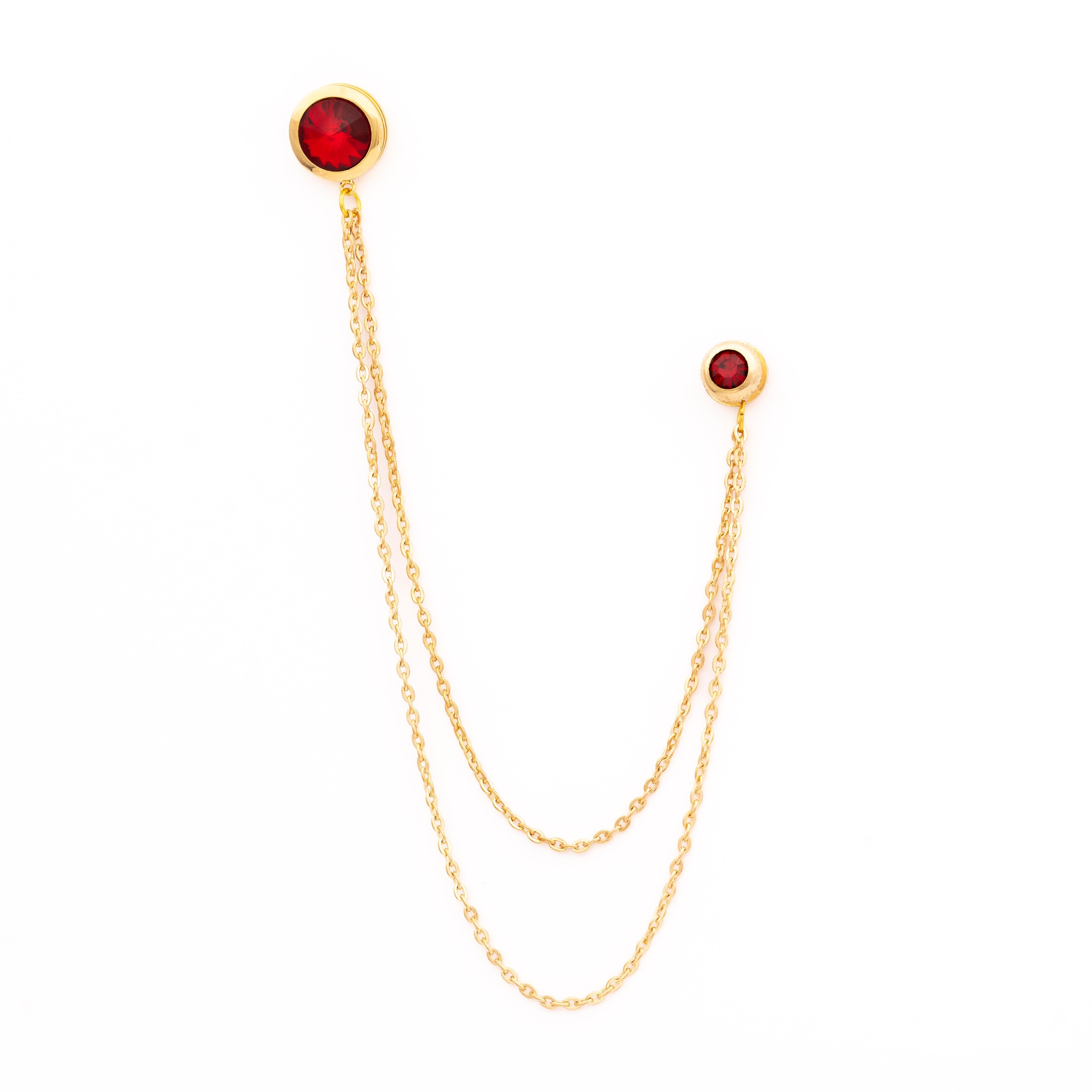 Yaka İğnesi & BroşCMC2198Kırmızı Taşlı Ceket & Gömlek Aksesuar Seti