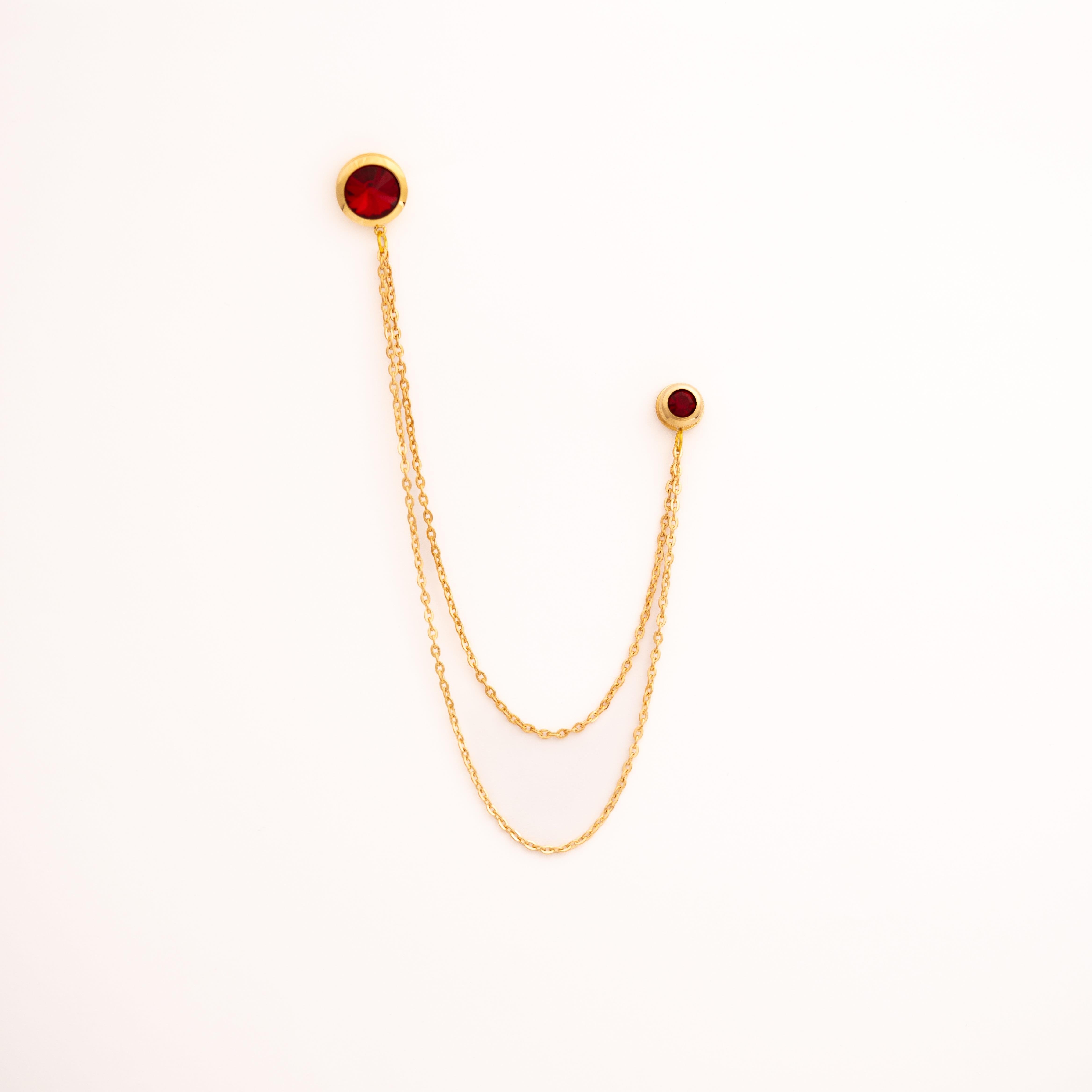 Yaka İğnesi & BroşCMC2187Kırmızı Taşlı Ceket Yaka İğnesi