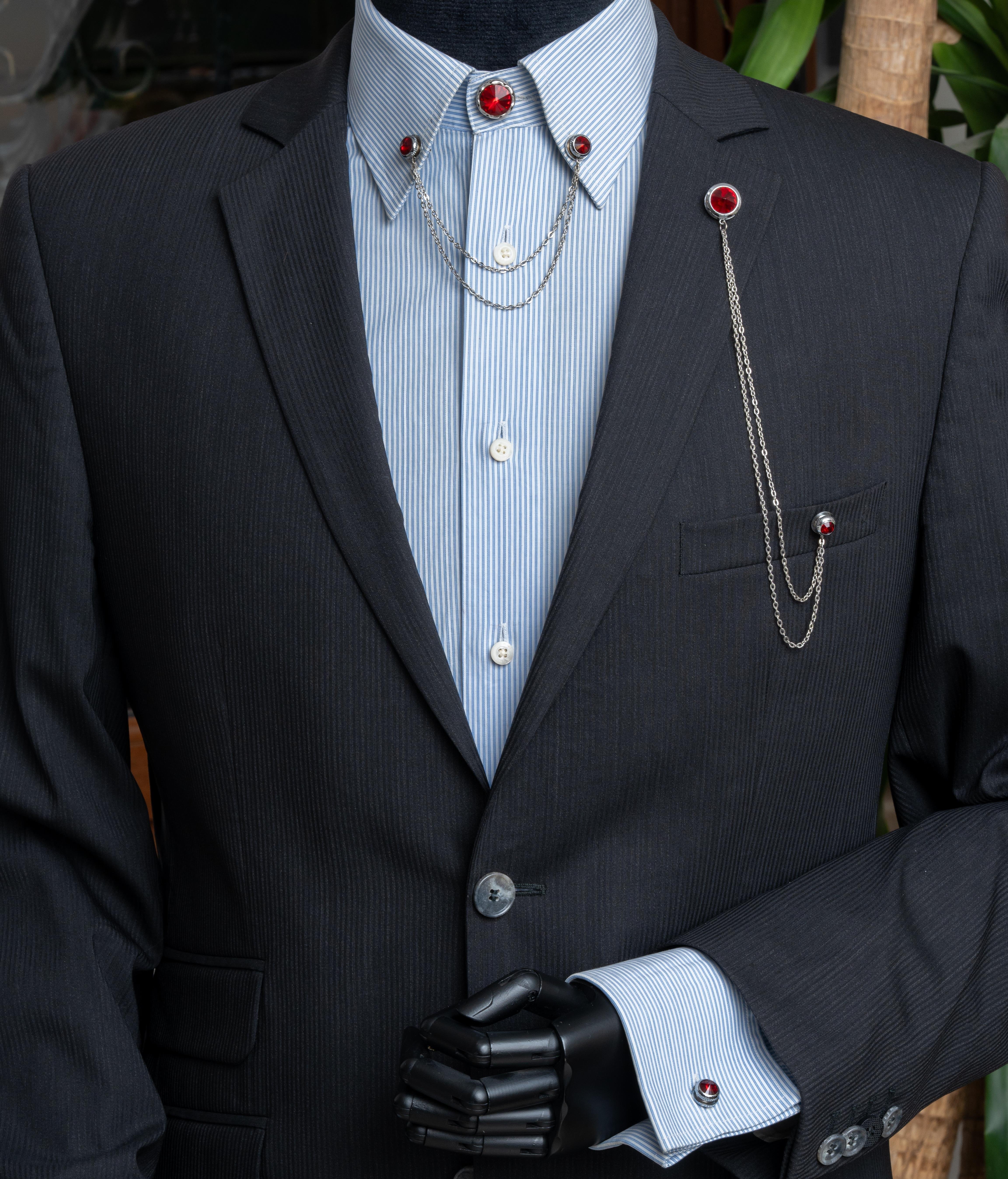 Yaka İğnesi & BroşCMC2193Kırmızı Taşlı Ceket Yaka İğnesi