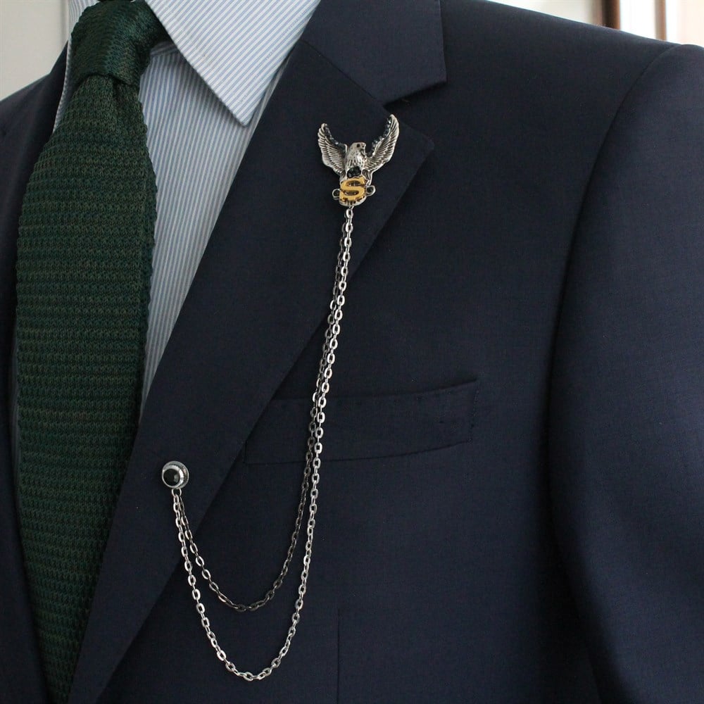 Zincirli Yaka İğnesiCMC8479Kişiye Özel Ceket Yaka İğnesi