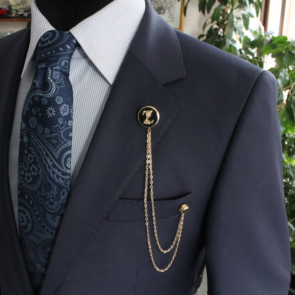 Zincirli Yaka İğnesiCMC9469Kişiye Özel Ceket Yaka İğnesi