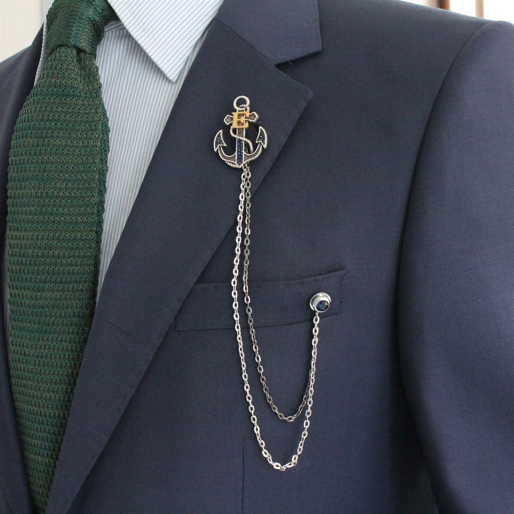 Zincirli Yaka İğnesiCMC8480Kişiye Özel Ceket Yaka İğnesi