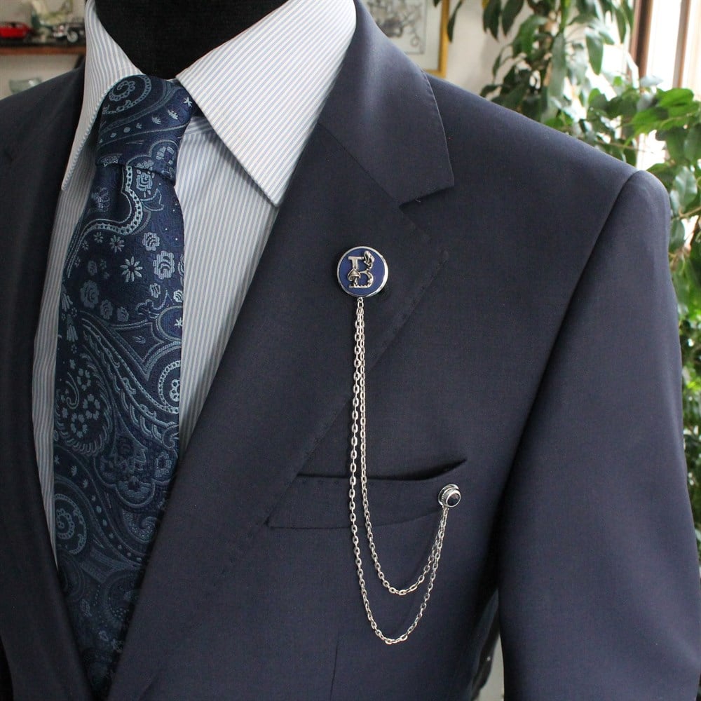 Zincirli Yaka İğnesiCMC9473Kişiye Özel Ceket Yaka İğnesi