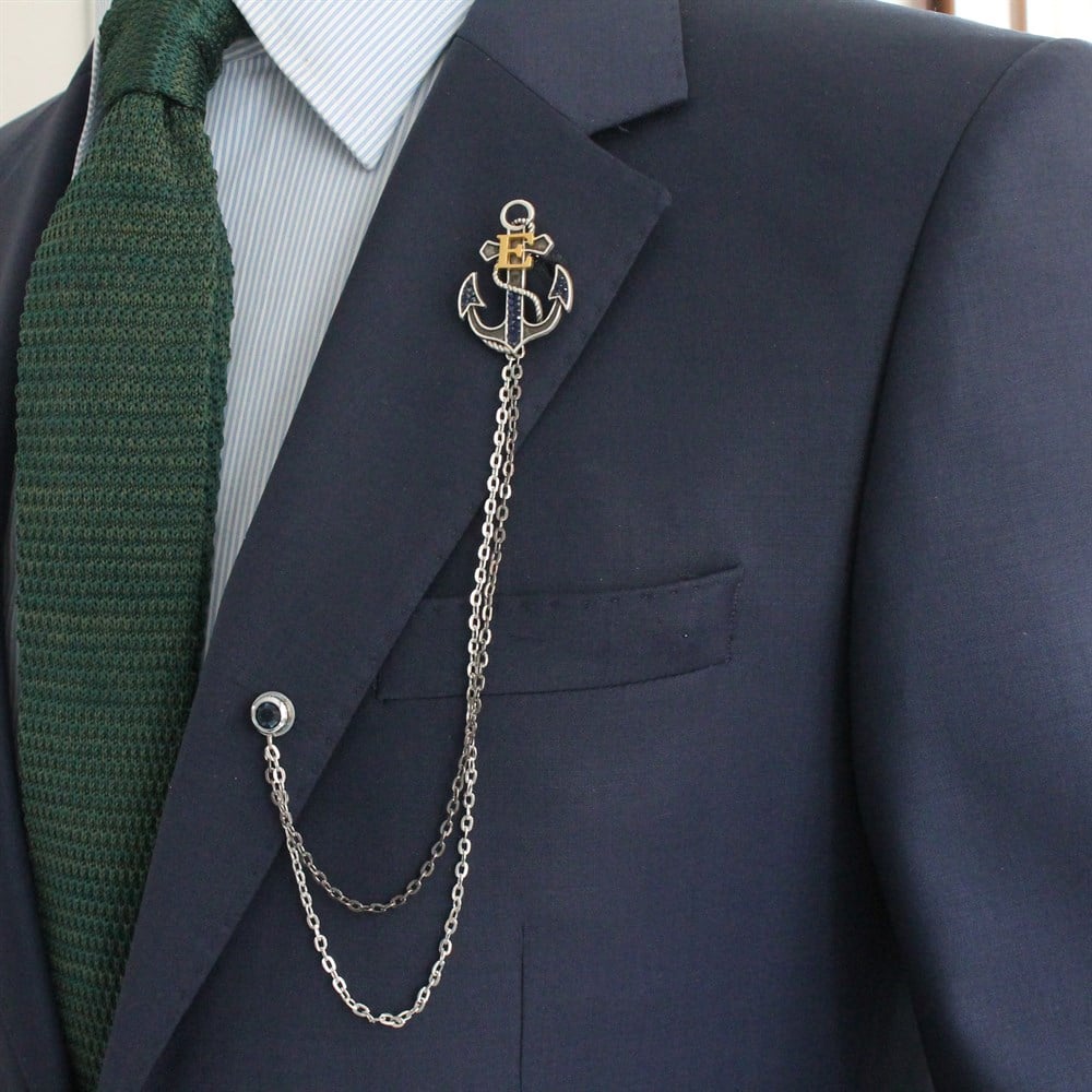 Zincirli Yaka İğnesiCMC8480Kişiye Özel Ceket Yaka İğnesi