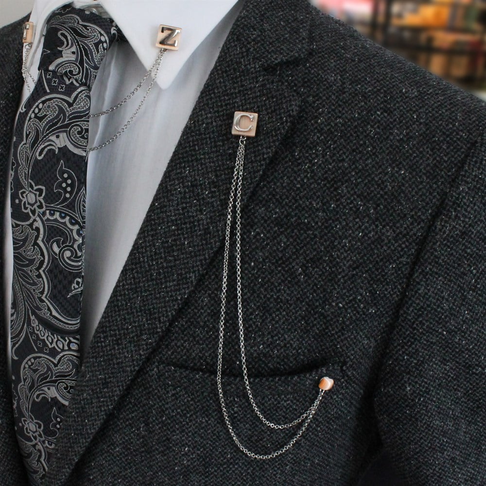 Zincirli Yaka İğnesiCMC8662Kişiye Özel Ceket Yaka İğnesi