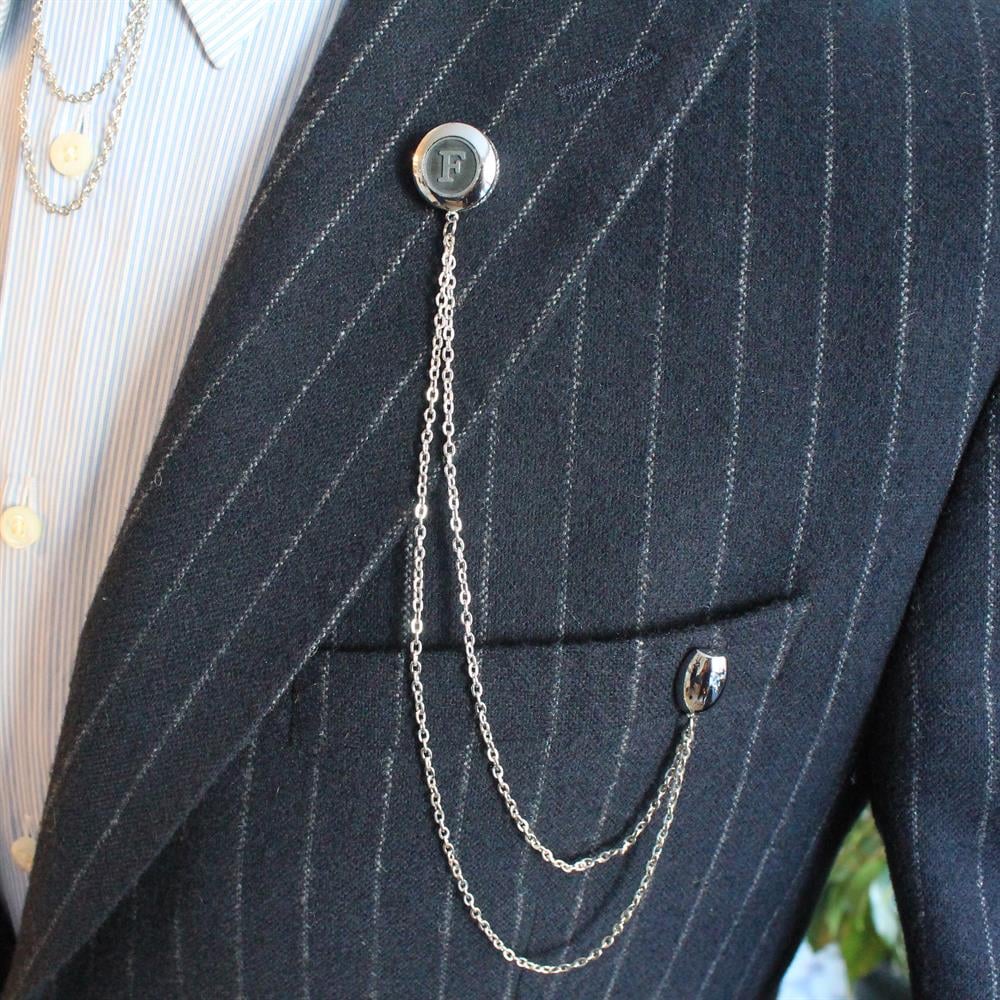 Zincirli Yaka İğnesiCMC1571Kişiye Özel Ceket Yaka İğnesi