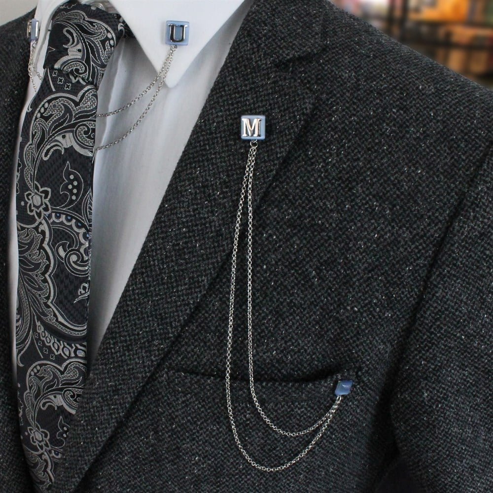 Zincirli Yaka İğnesiCMC8662Kişiye Özel Ceket Yaka İğnesi