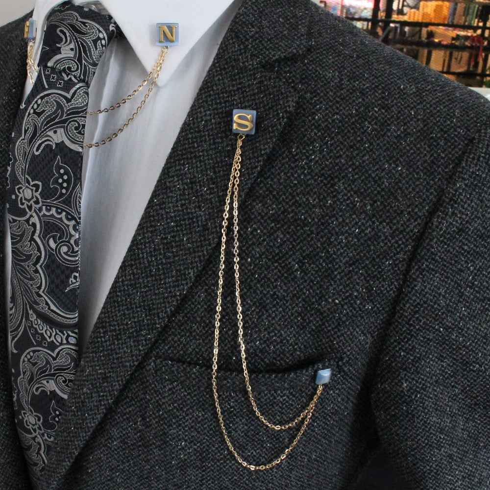 Zincirli Yaka İğnesiCMC8663Kişiye Özel Ceket Yaka İğnesi