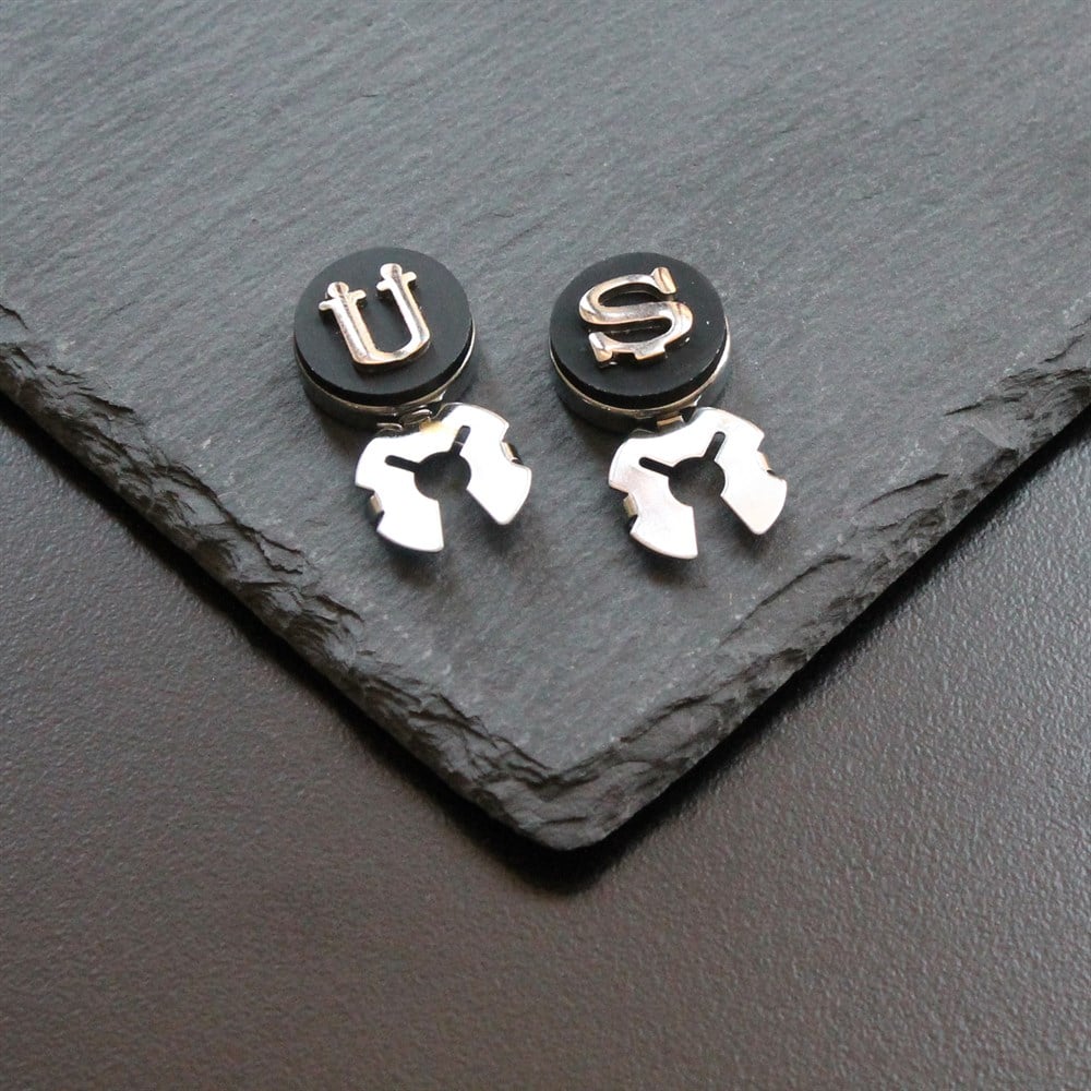 Geçmeli Kol DüğmesiCMC6915Kişiye Özel Harfli Geçmeli Kol Düğmesi