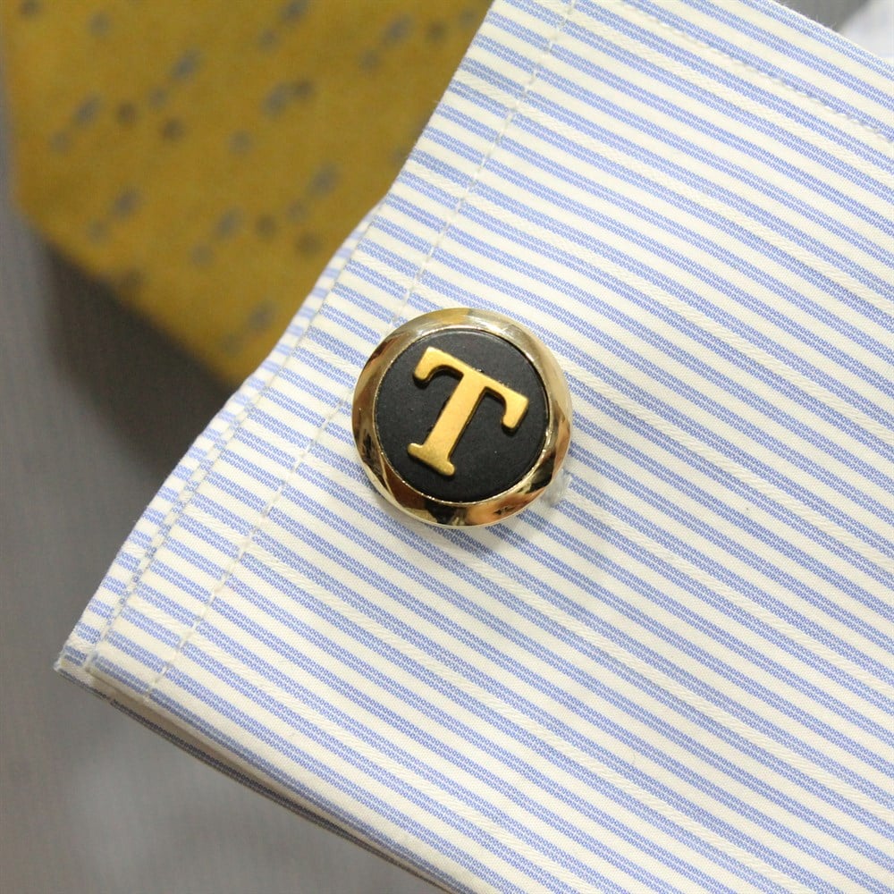 Klasik Kol DüğmesiCMC6913Kişiye Özel Harfli Klasik Kol Düğmesi