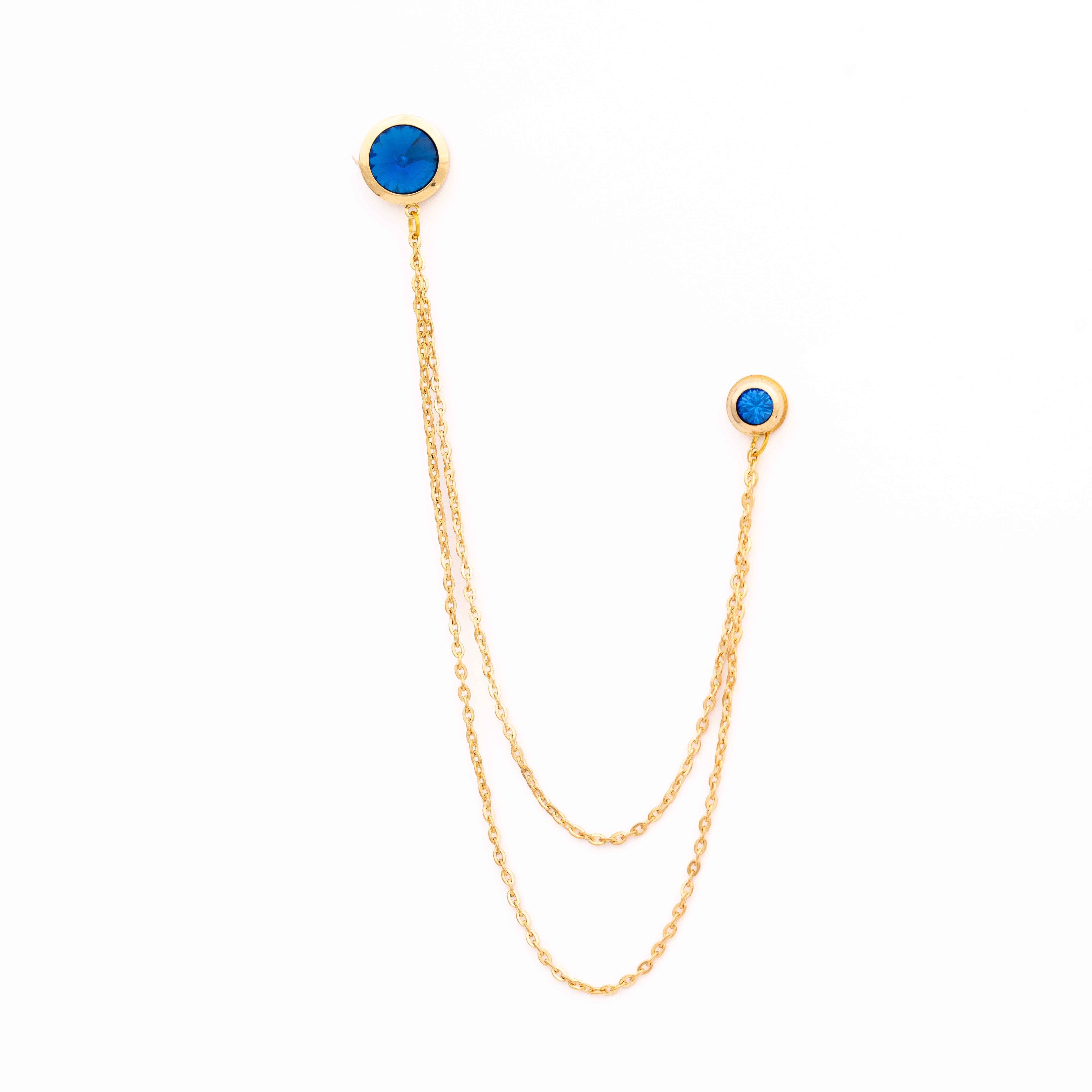 Yaka İğnesi & BroşCMC2197Mavi Taşlı Ceket & Gömlek Aksesuar Seti