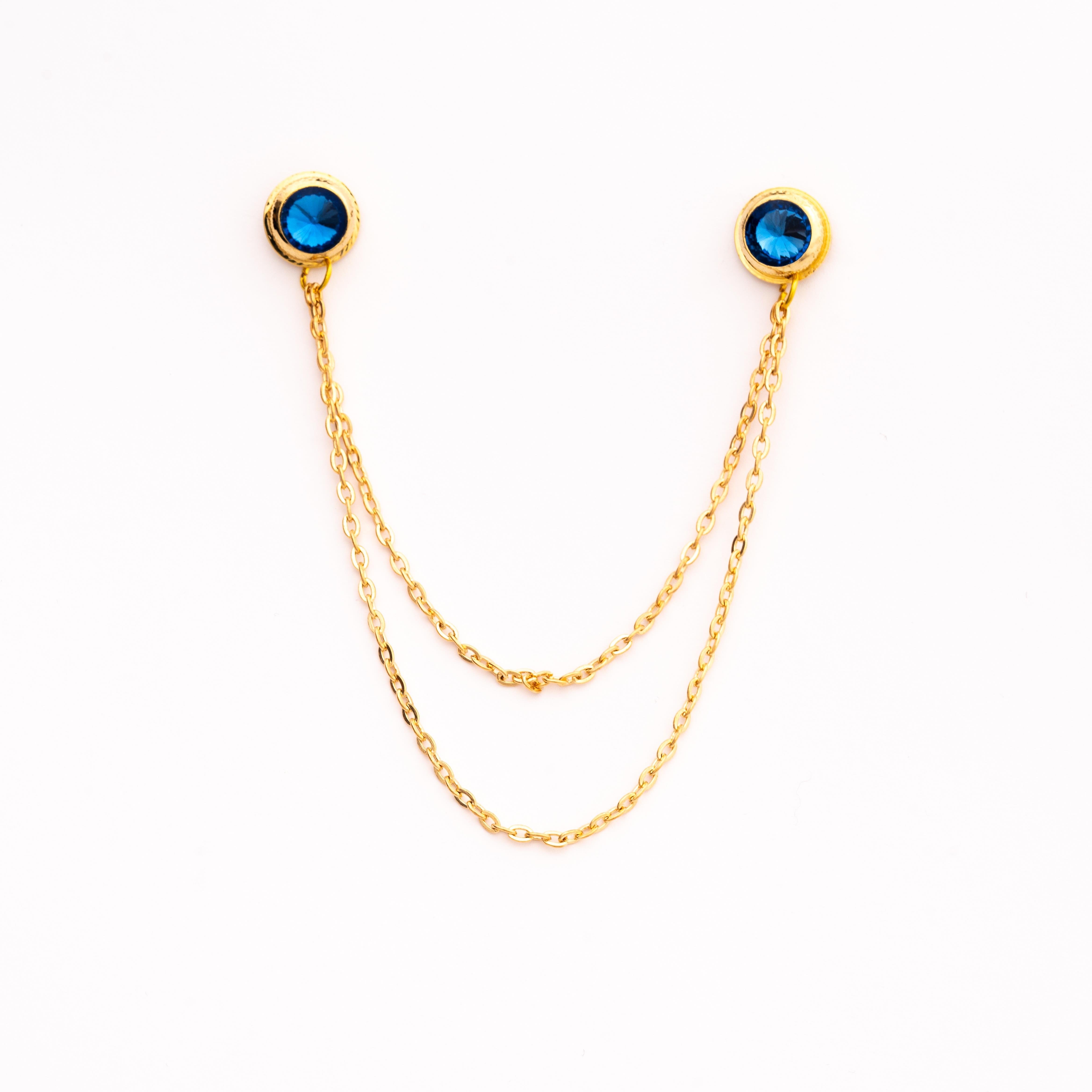 Yaka İğnesi & BroşCMC2197Mavi Taşlı Ceket & Gömlek Aksesuar Seti