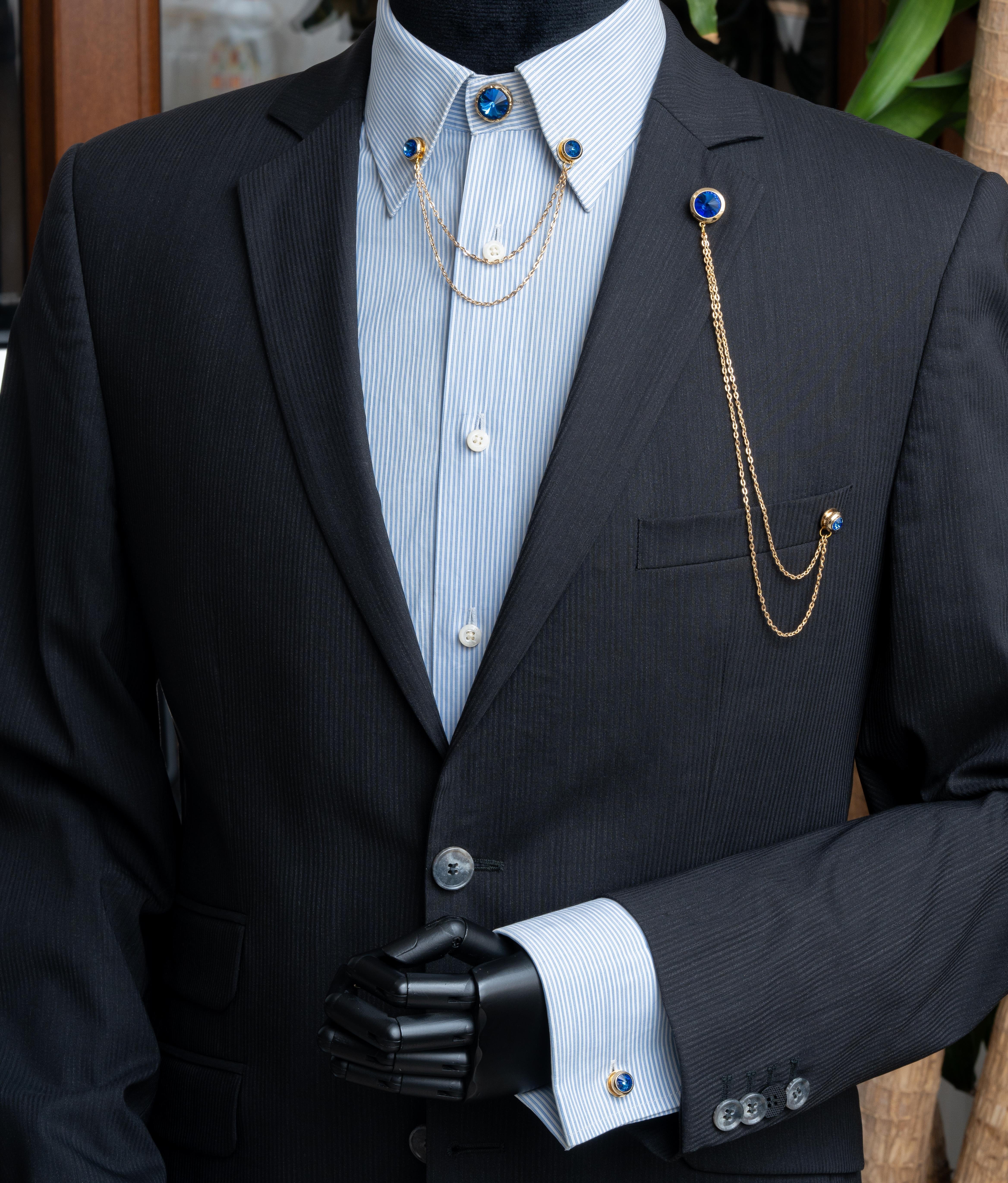 Yaka İğnesi & BroşCMC2190Mavi Taşlı Ceket Yaka İğnesi