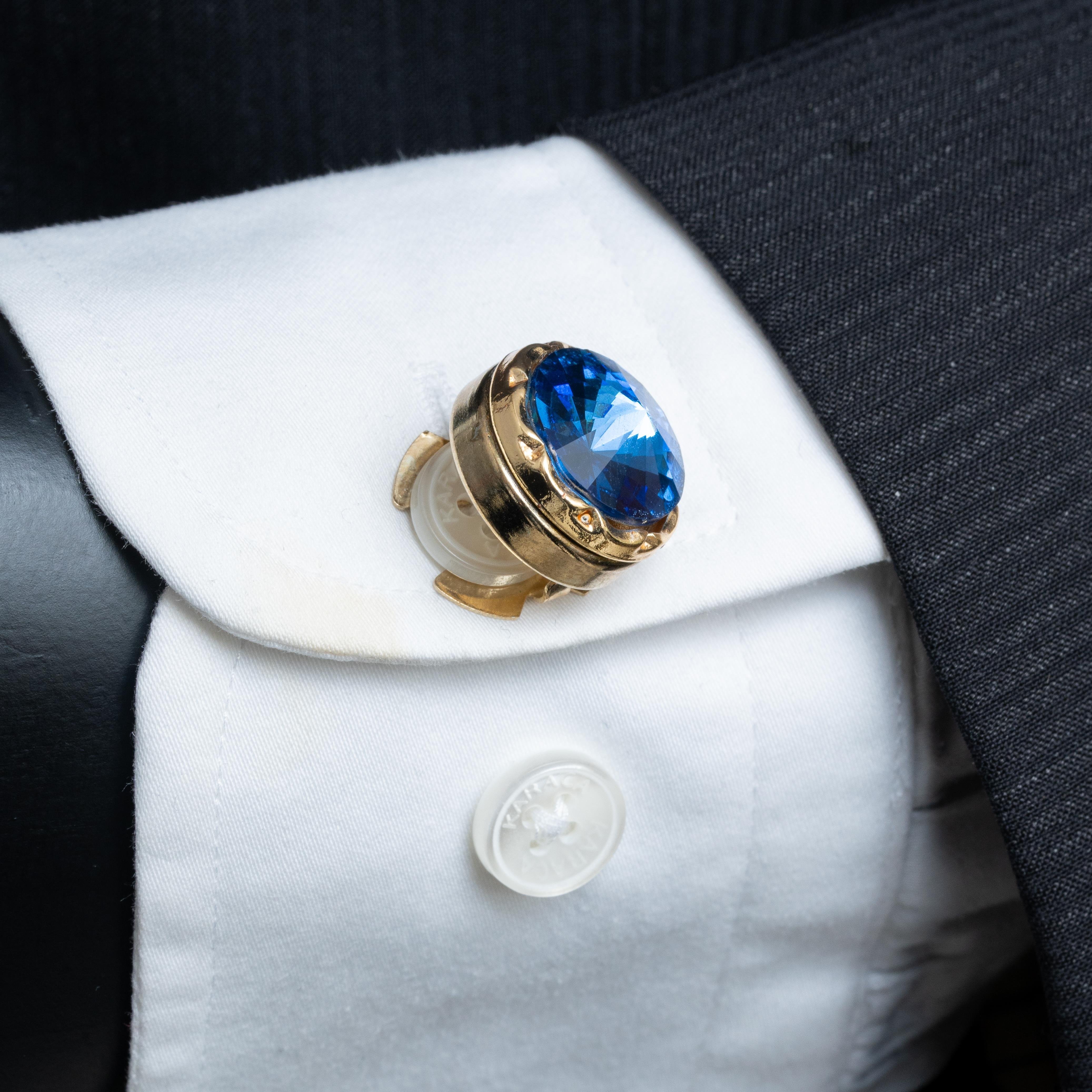 Kol DüğmesiCMC2159Mavi Taşlı Geçmeli Kol Düğmesi 