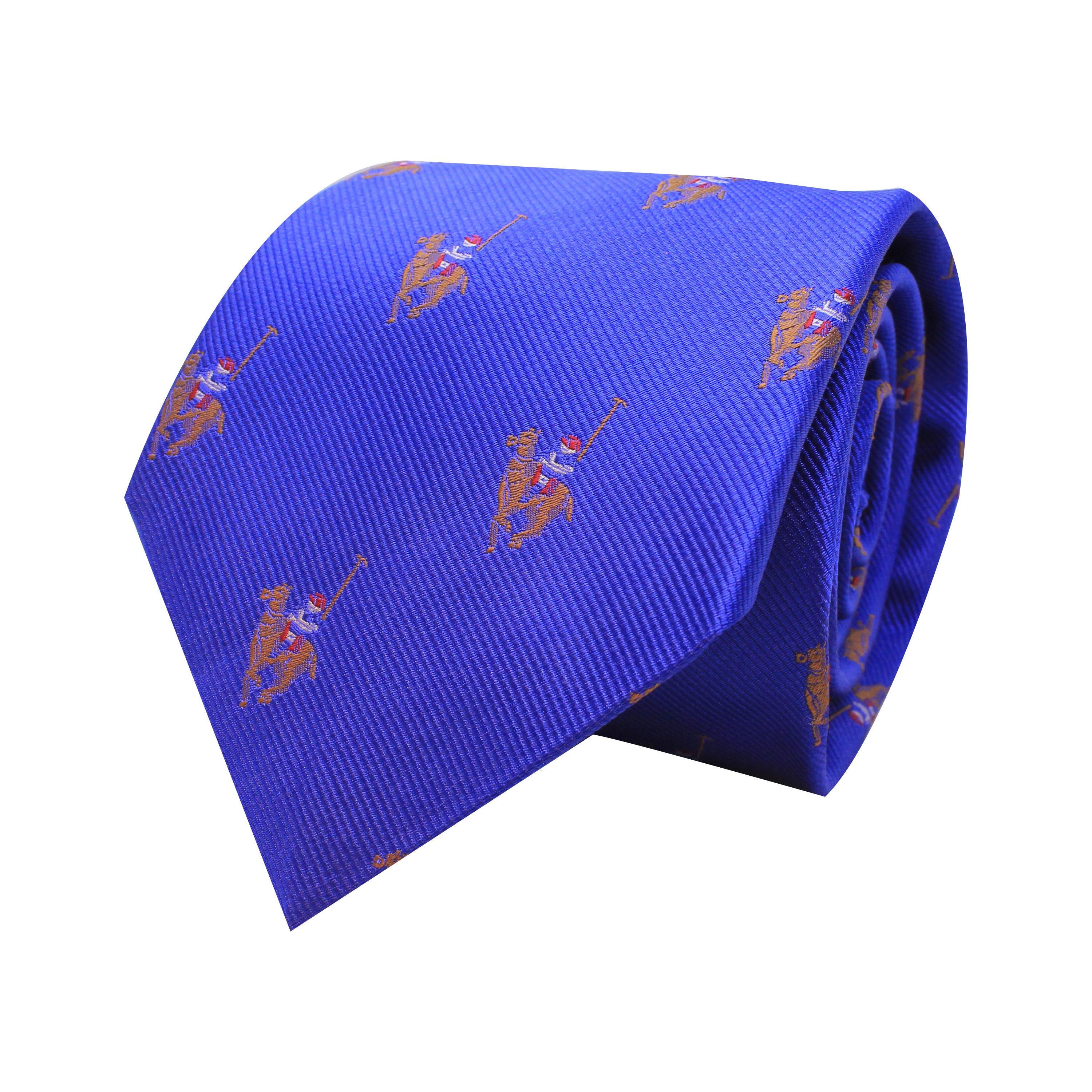 KravatCMC2601Polo Desenli Mavi İpek Kravat