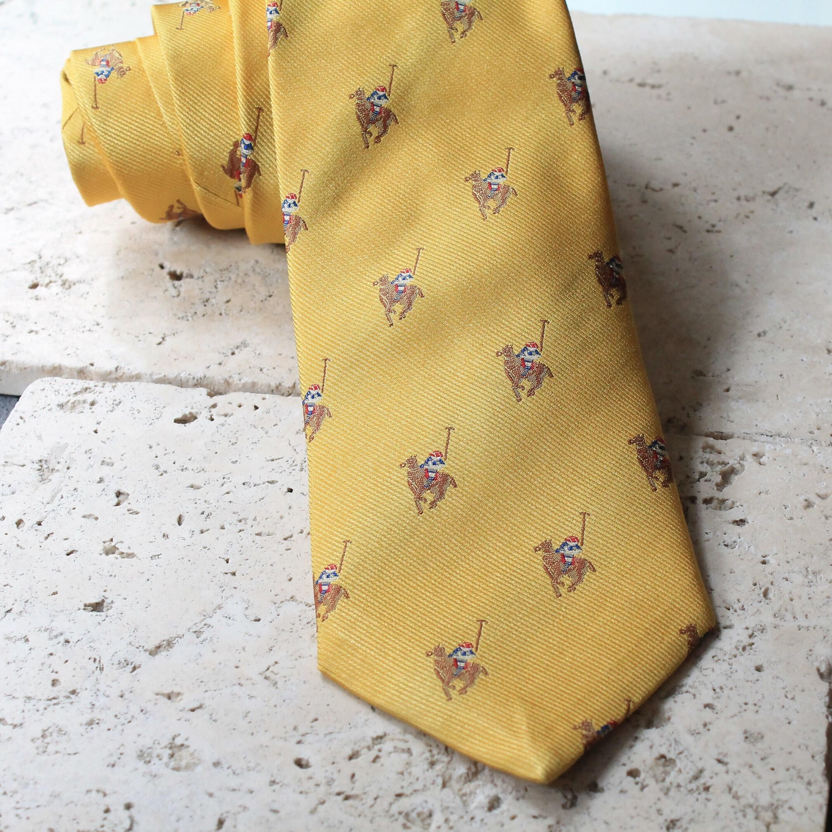 KravatCMC2593Polo Desenli Sarı İpek Kravat