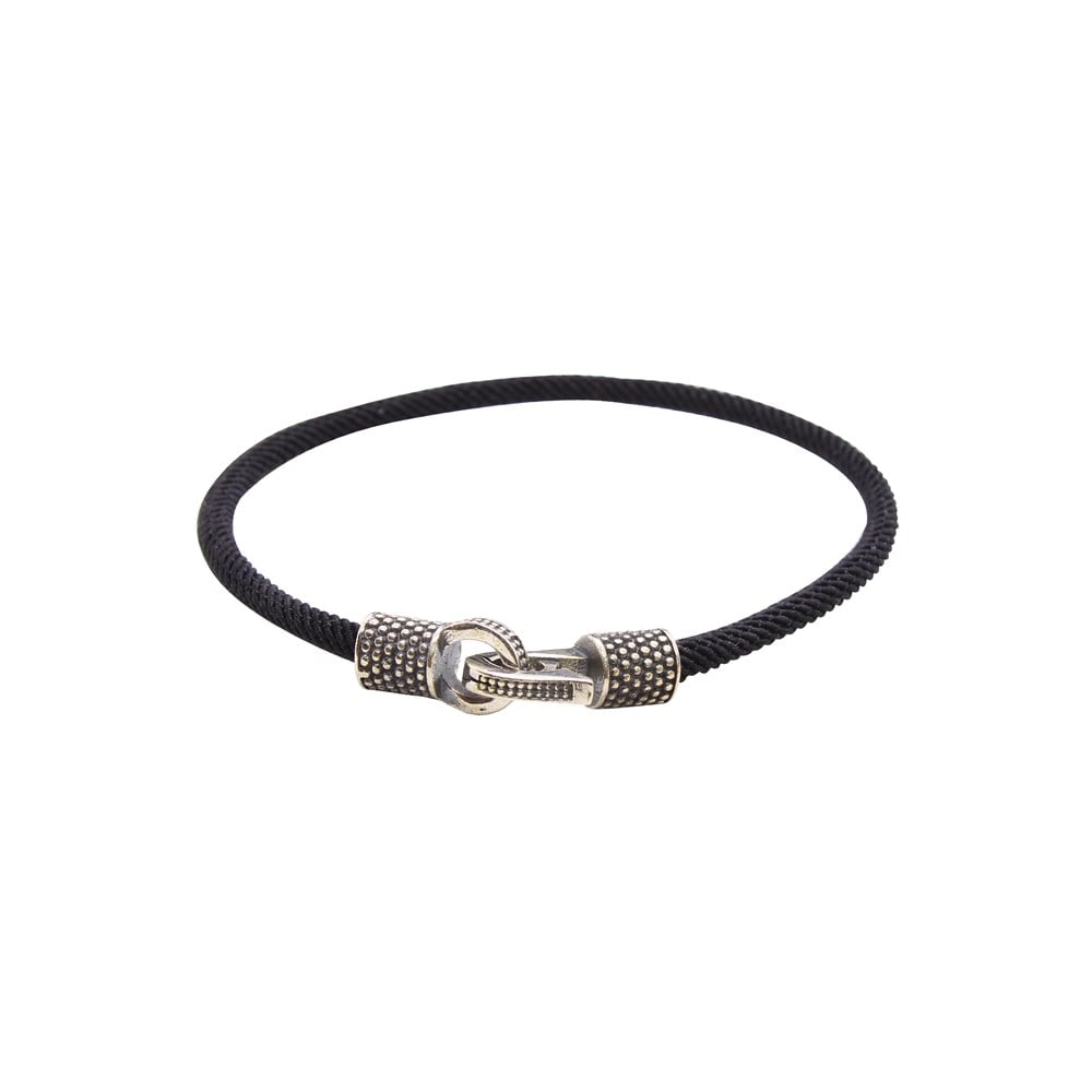 Leather Cool SeriesCMC1382Siyah Gümüş İp Bileklik