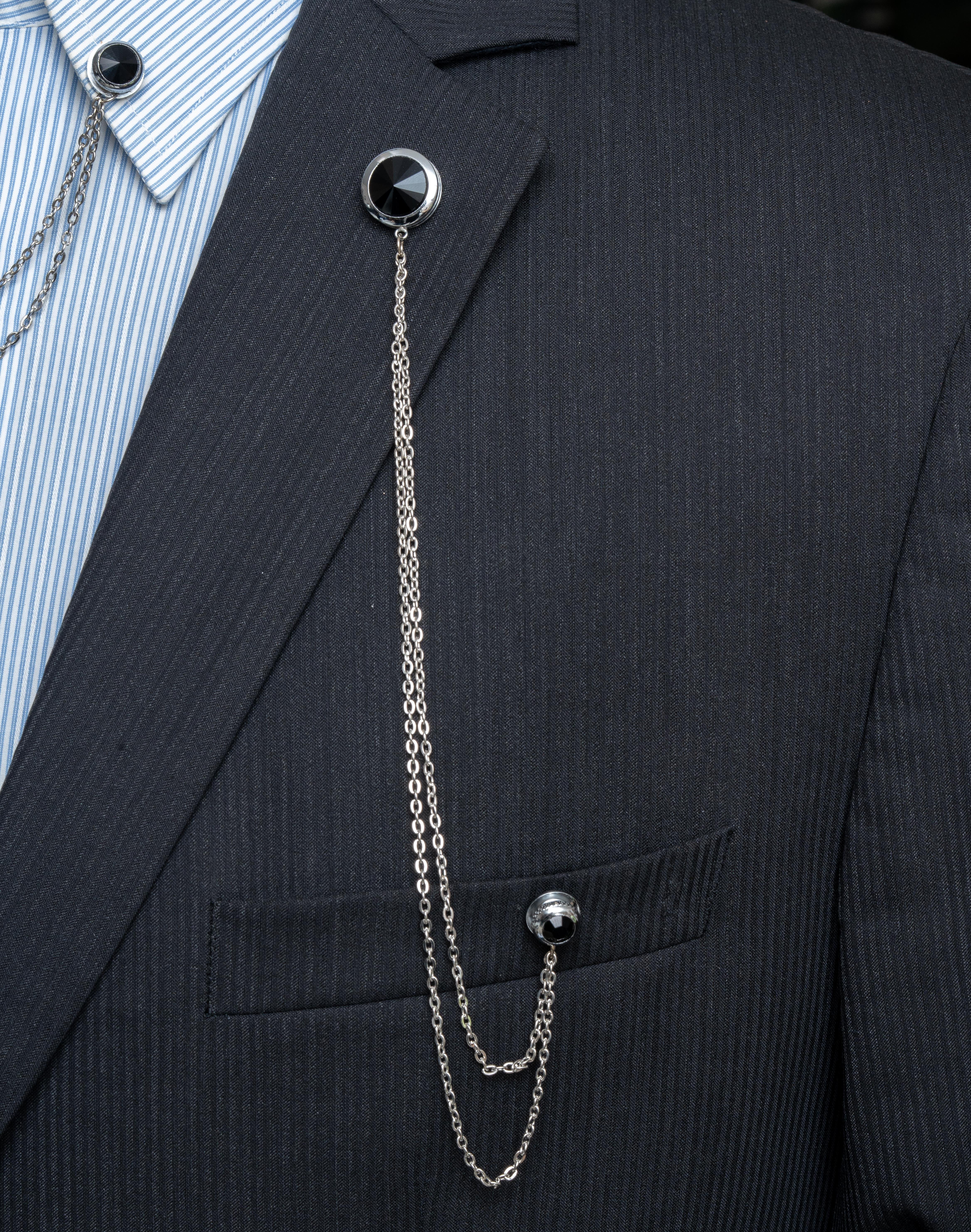 Yaka İğnesi & BroşCMC2194Siyah Taşlı Ceket Yaka İğnesi