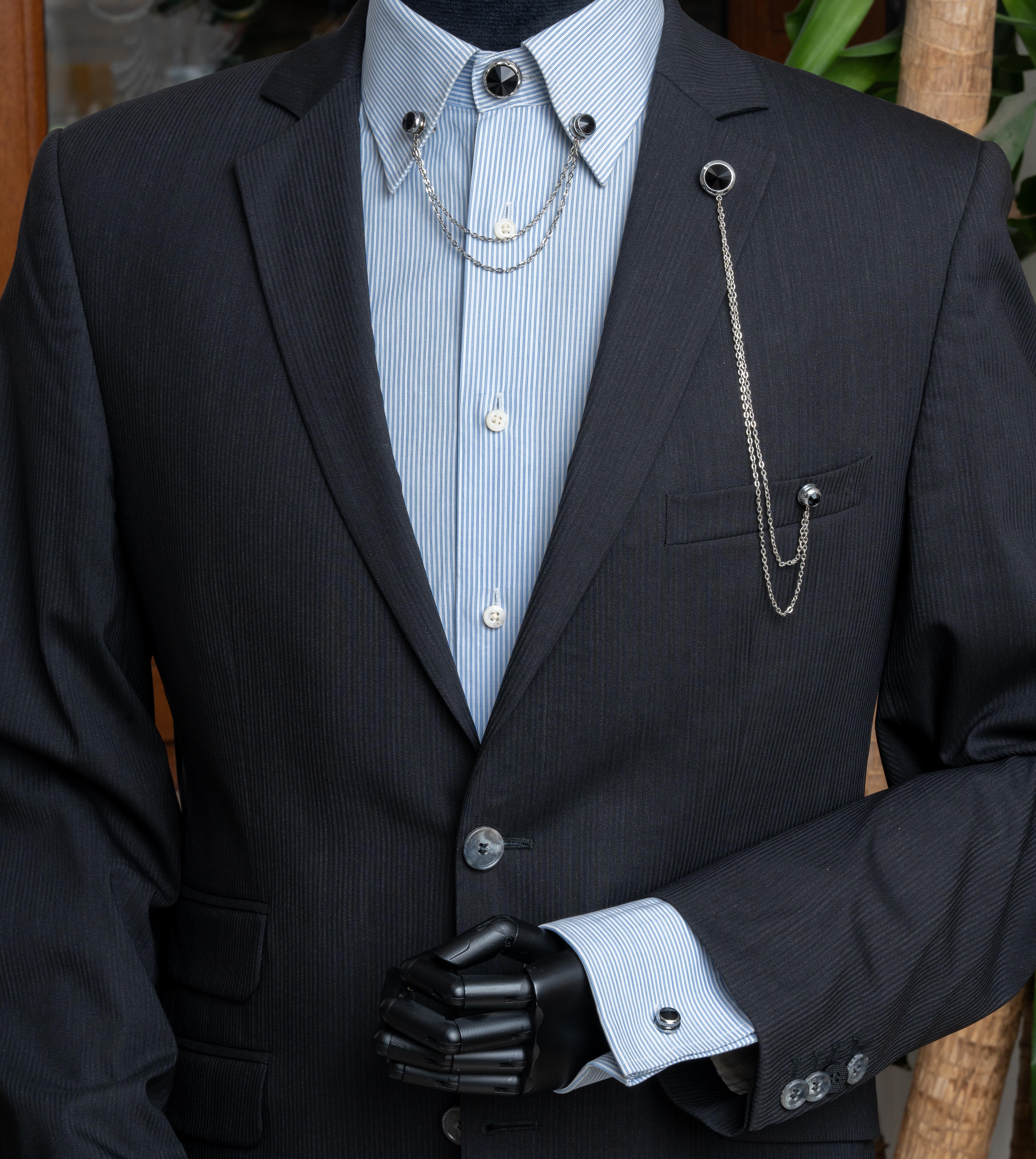 Yaka İğnesi & BroşCMC2194Siyah Taşlı Ceket Yaka İğnesi