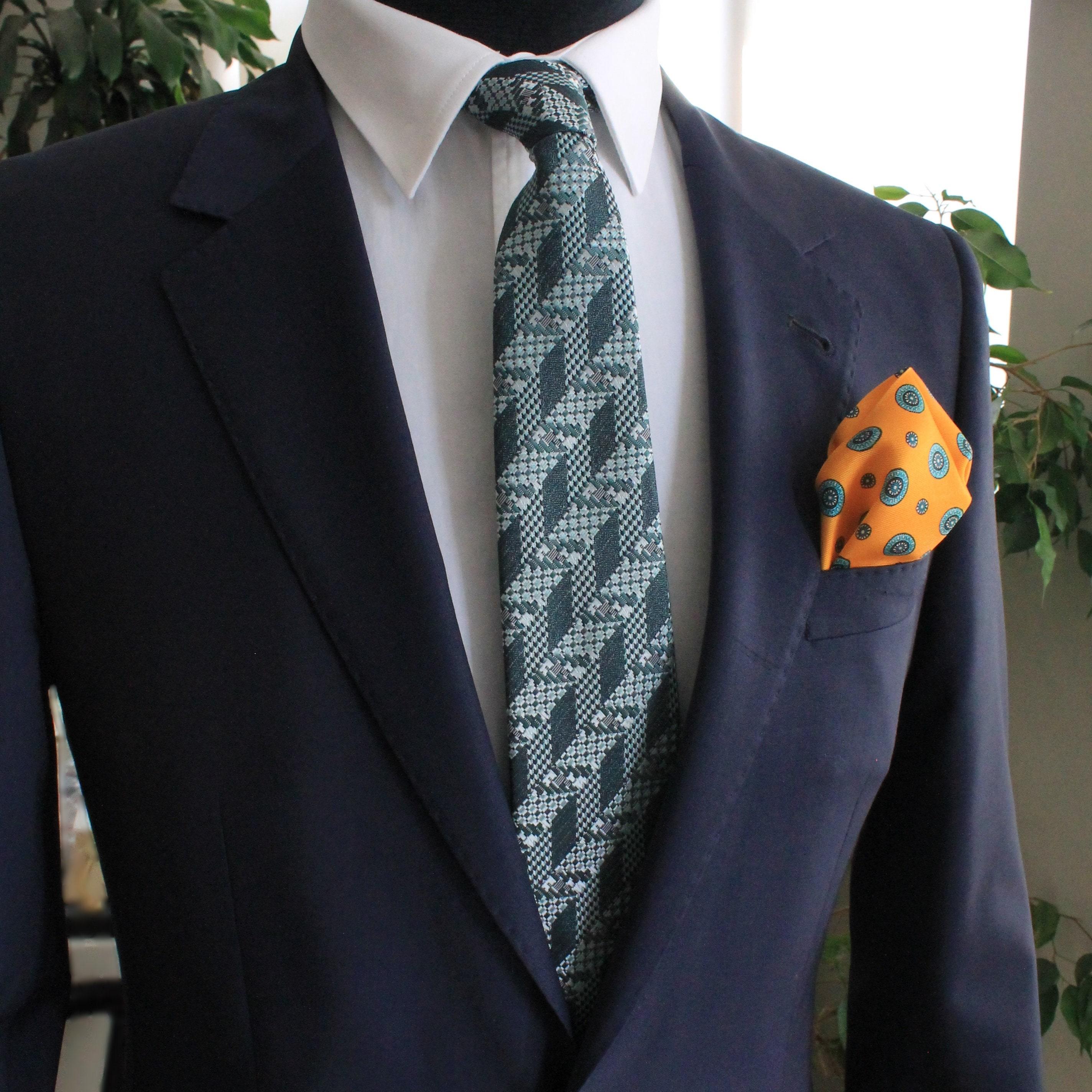 KravatCMC2598Yeşil Desenli İpek Kravat