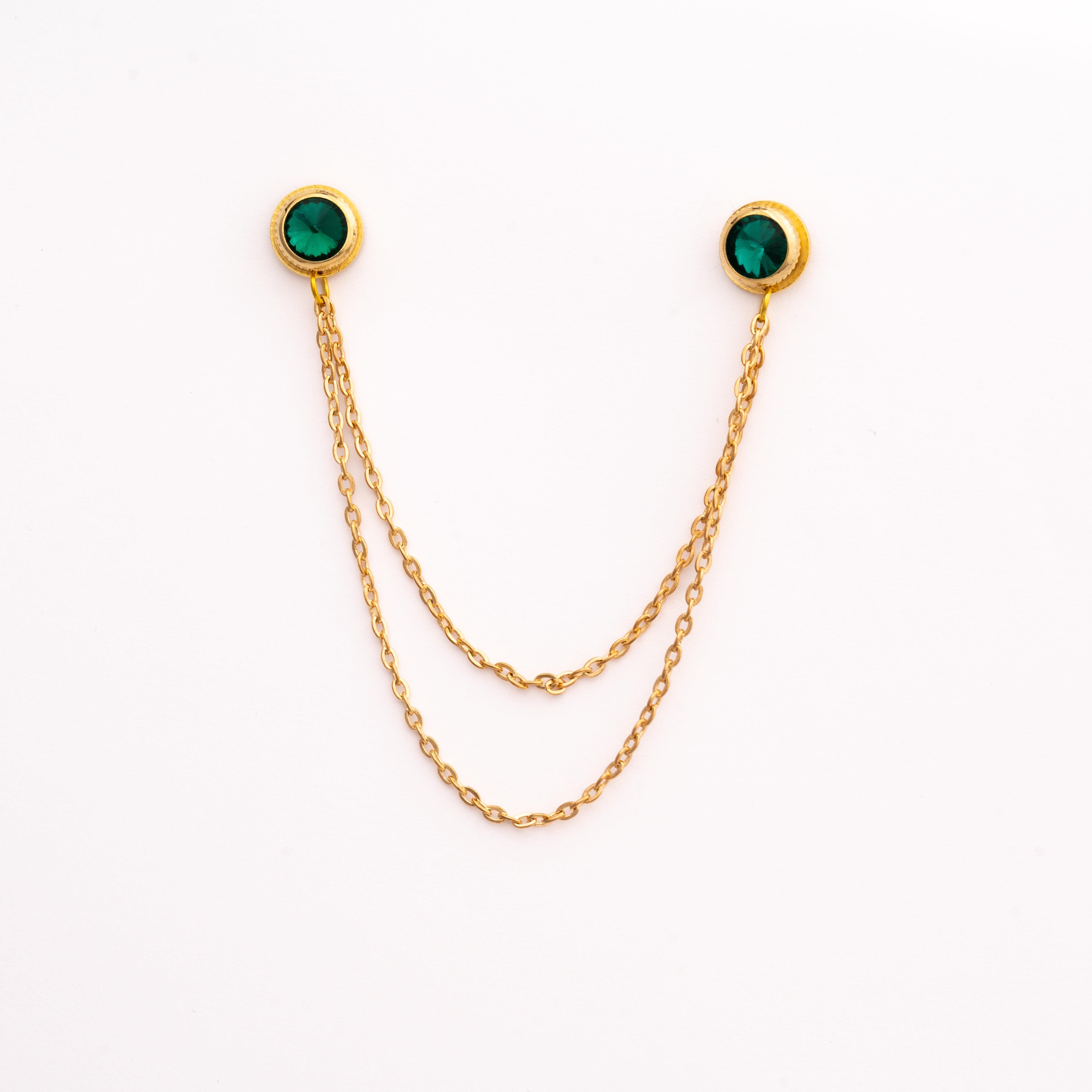 Yaka İğnesi & BroşCMC2199Yeşil Taşlı Ceket & Gömlek Aksesuar Seti