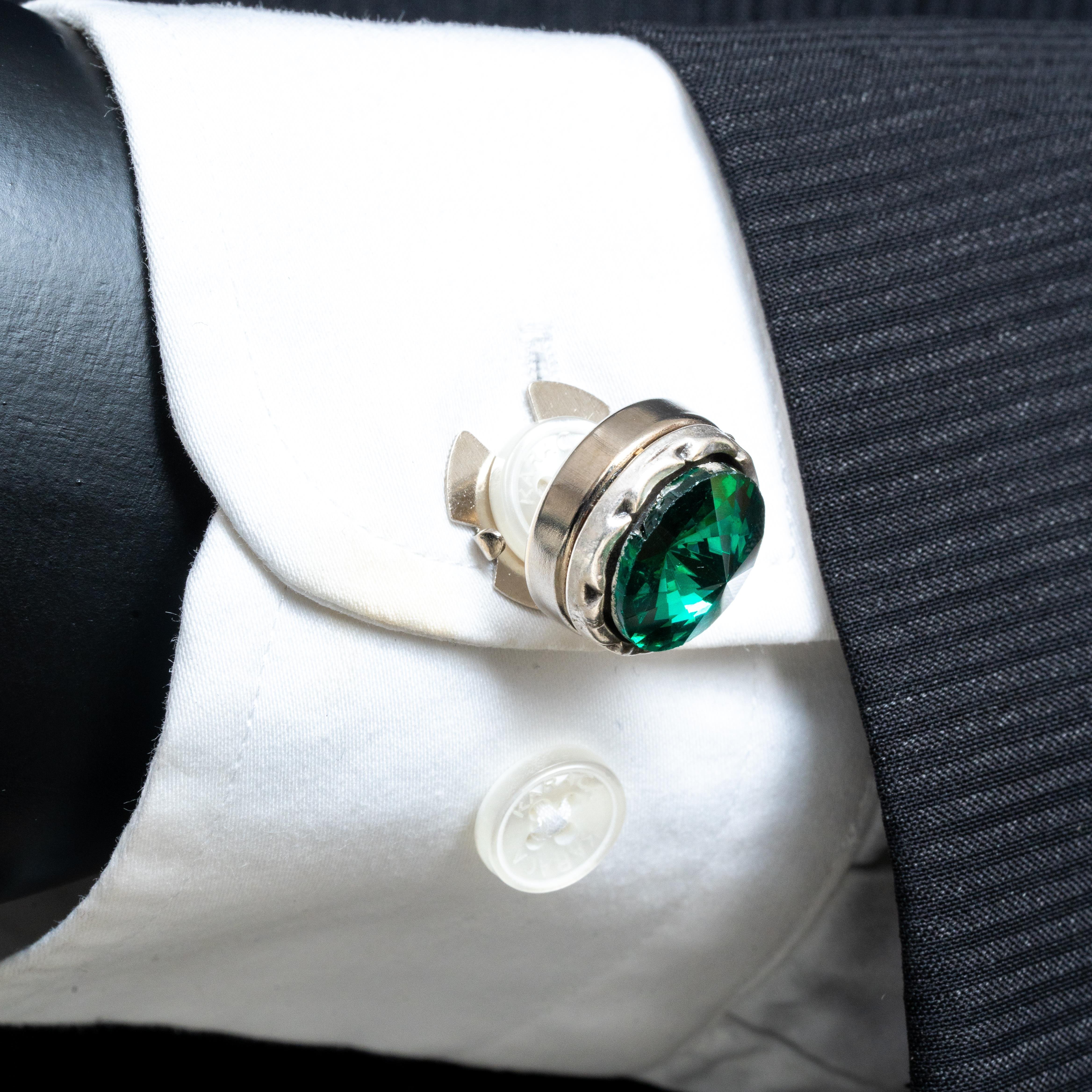 Kol DüğmesiCMC2165Yeşil Taşlı Geçmeli Kol Düğmesi 