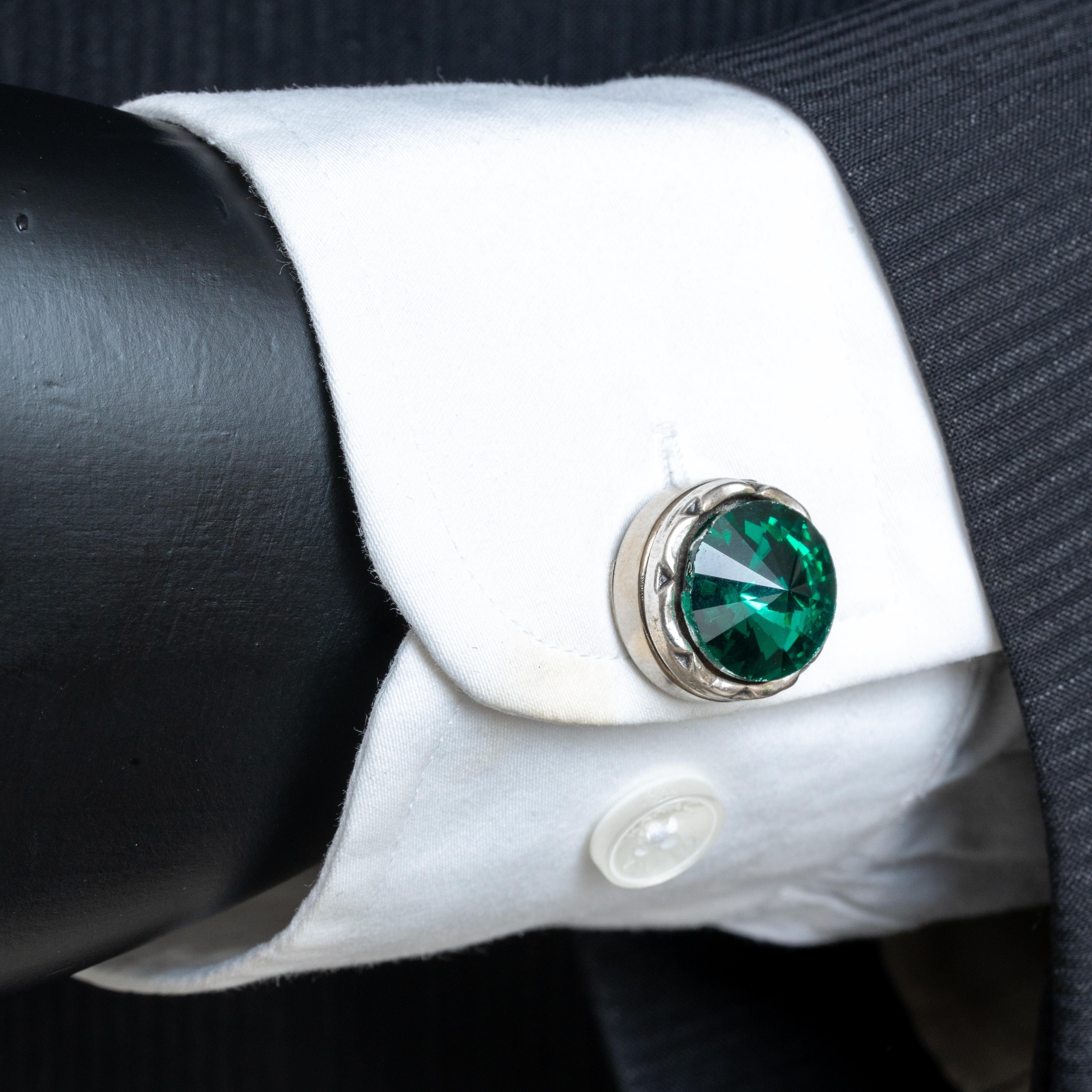 Kol DüğmesiCMC2165Yeşil Taşlı Geçmeli Kol Düğmesi 