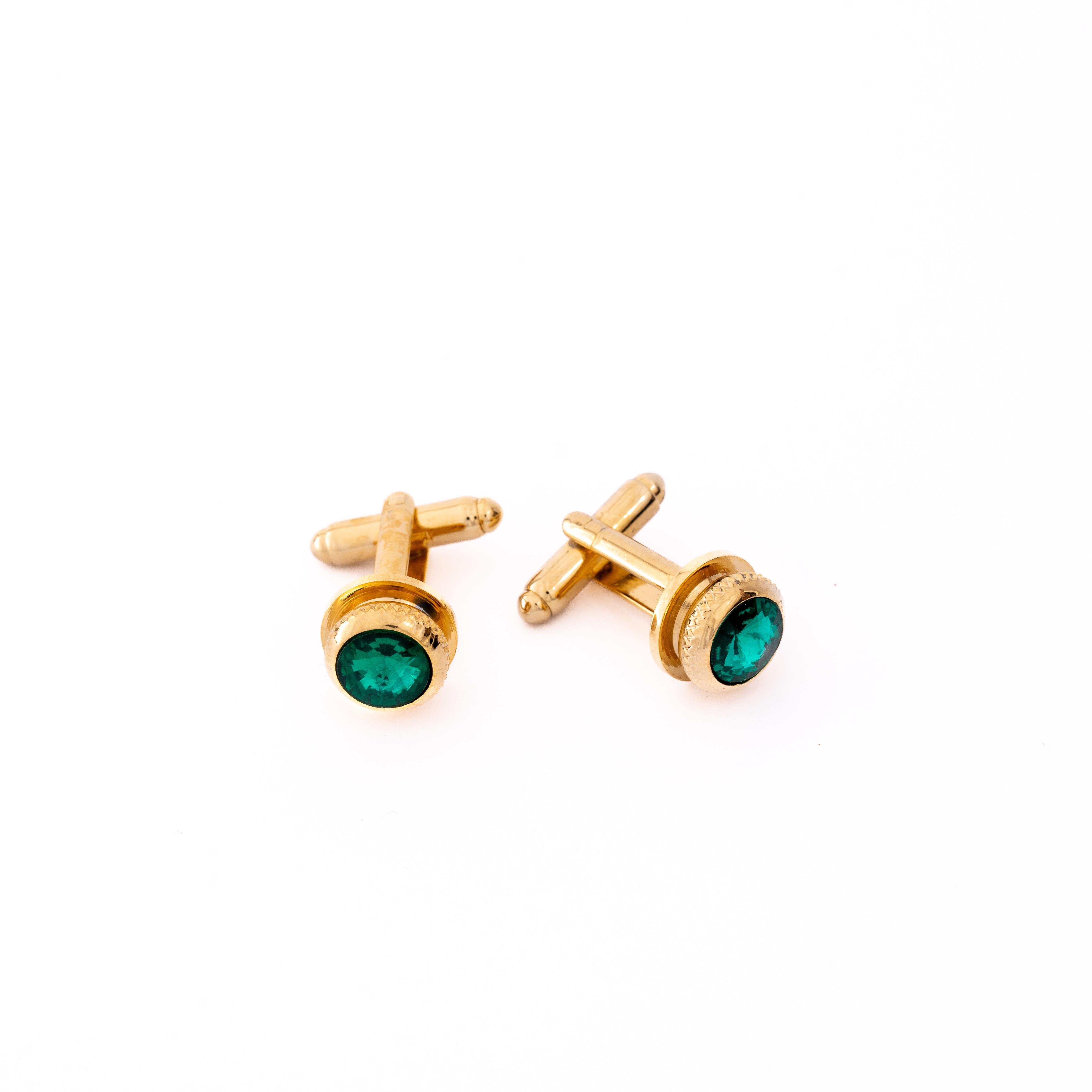 Kol DüğmesiCMC2170Yeşil Taşlı Klasik Kol Düğmesi