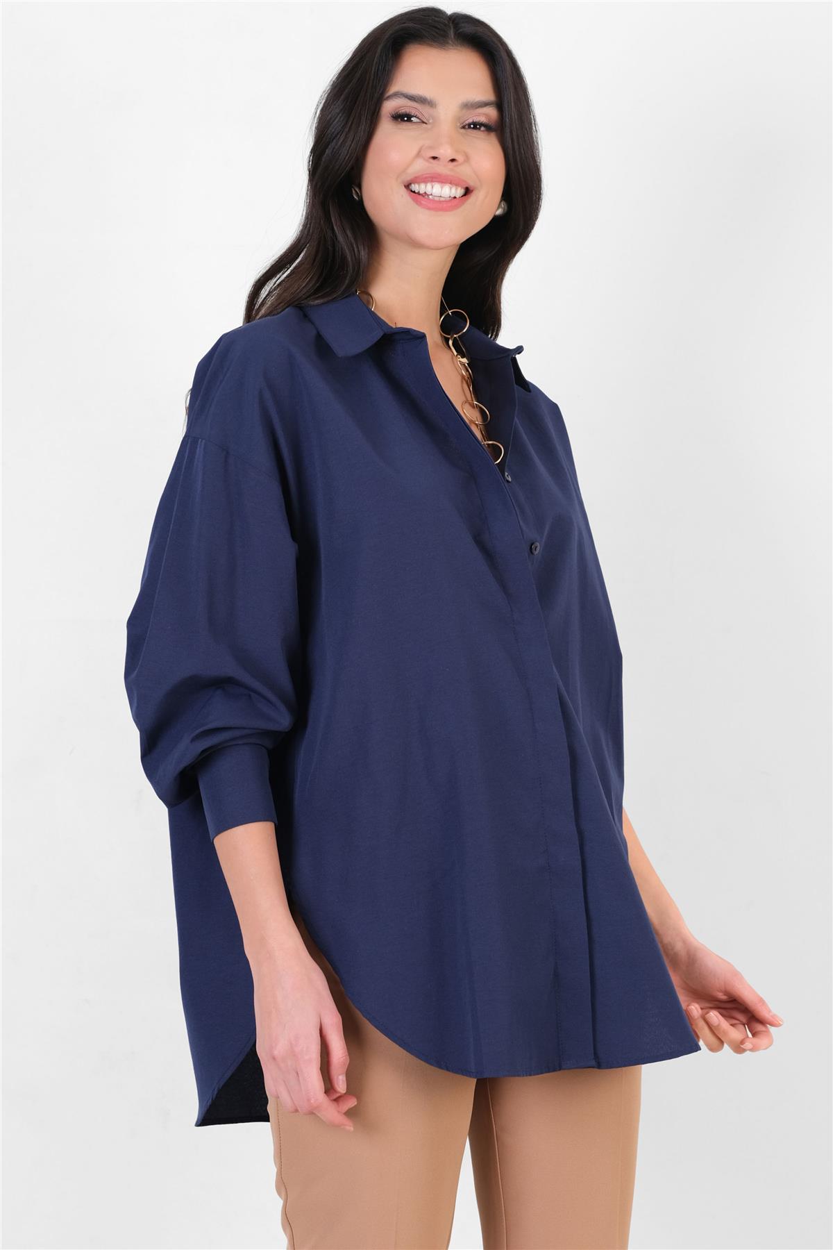 Antonina Oversize Gömlek LACİVERT