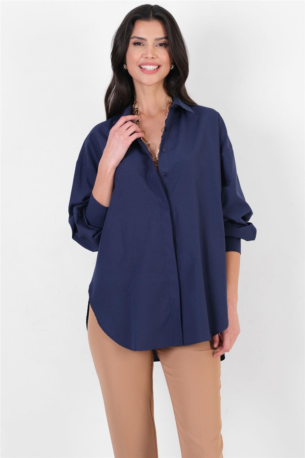 Antonina Oversize Gömlek LACİVERT
