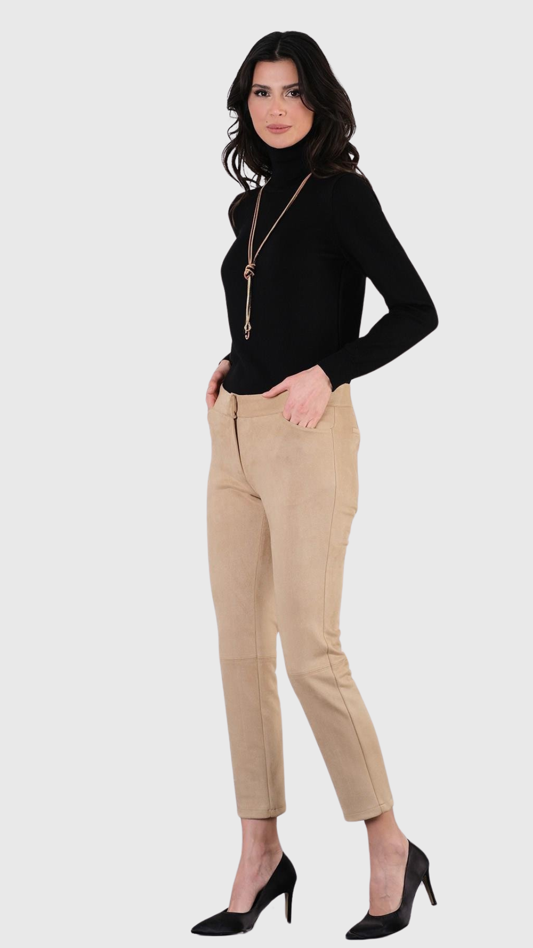 Catherina Dar Paça Süet Pantolon CAMEL