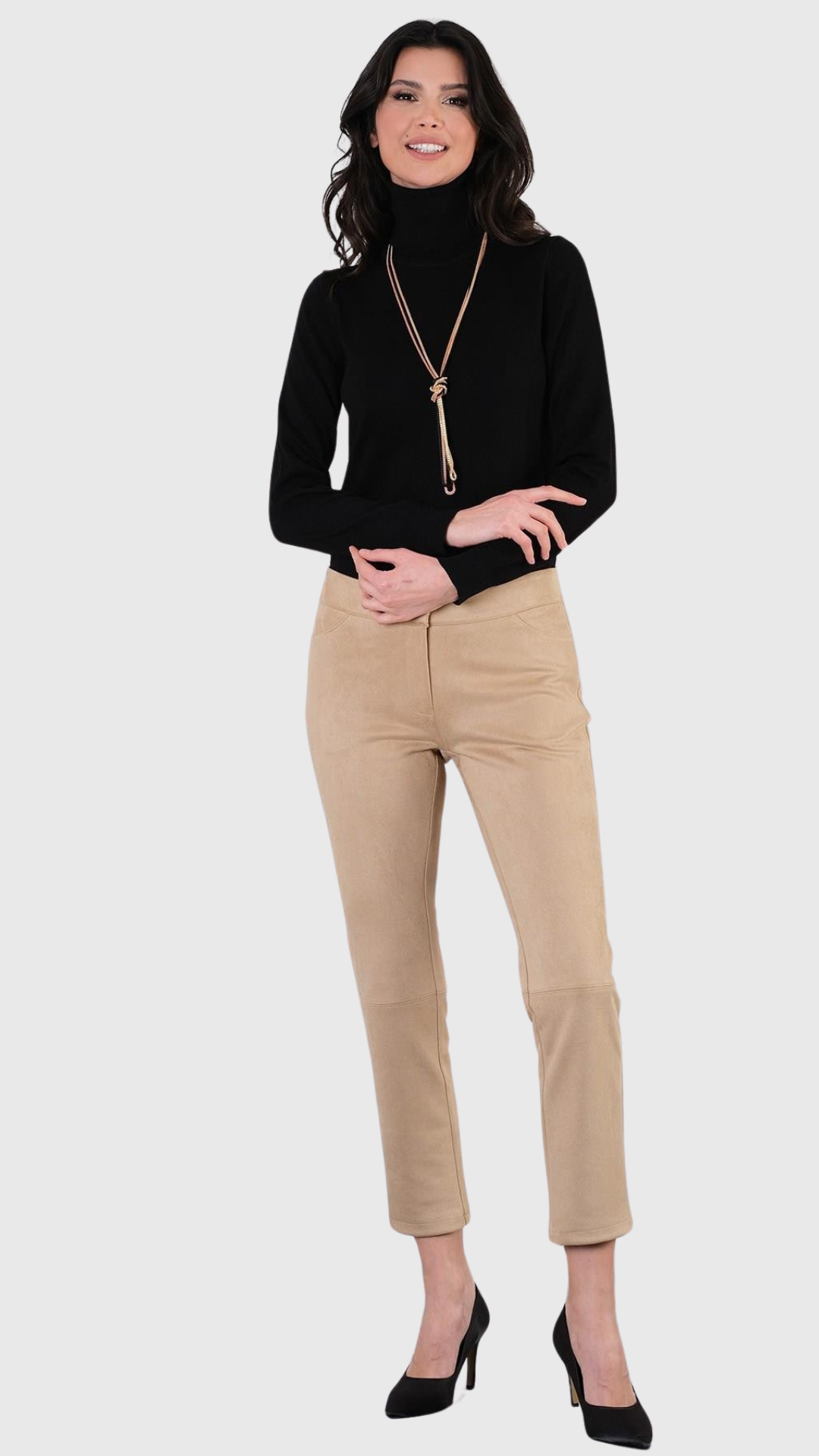 Catherina Dar Paça Süet Pantolon CAMEL
